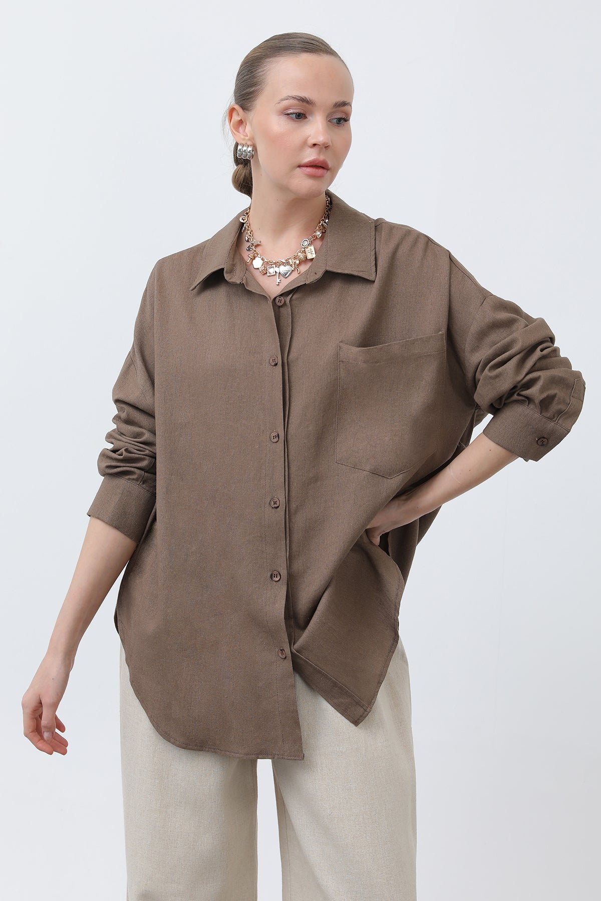 Women's Basic Linen Shirt - 32307GML