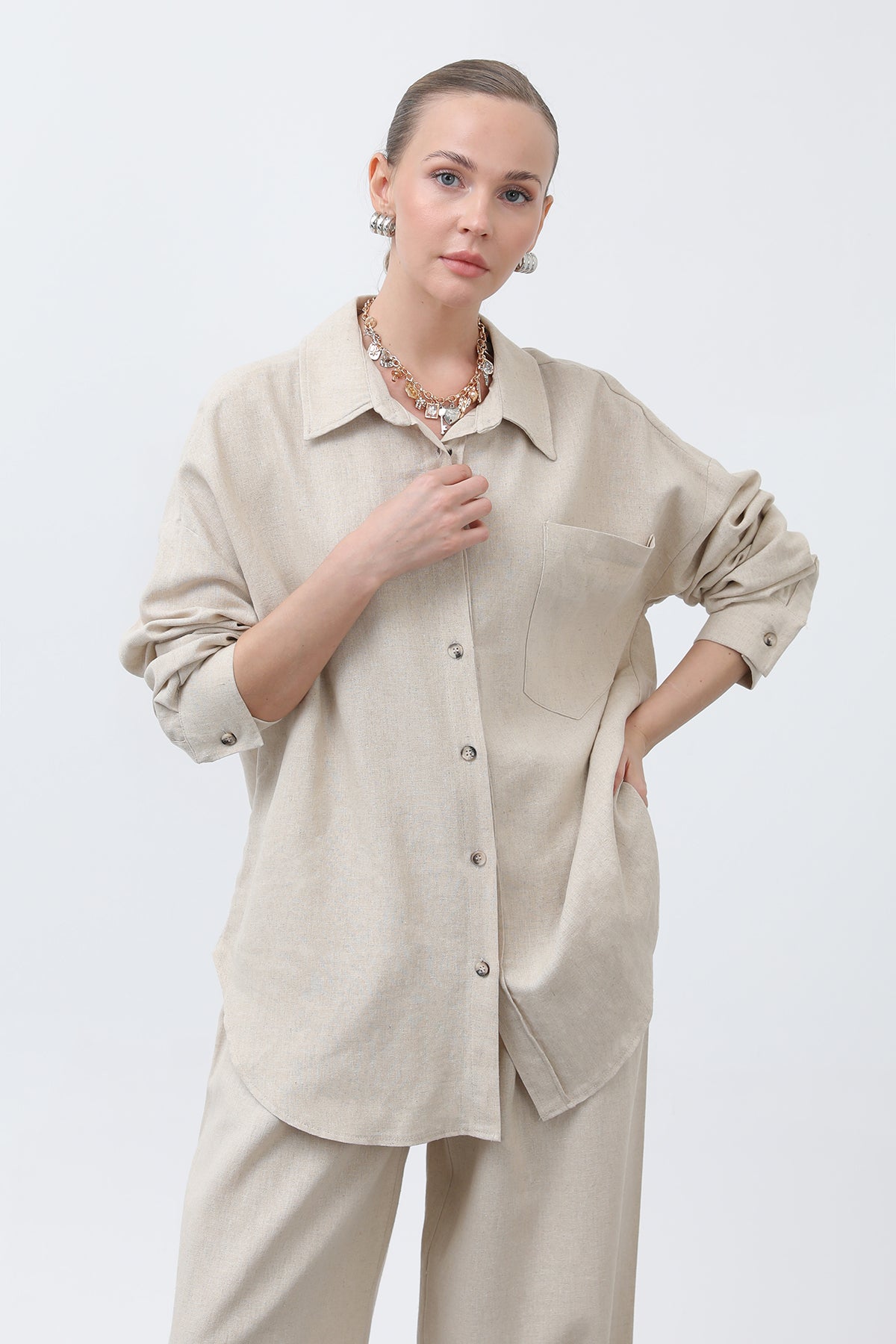 Women's Basic Linen Shirt - 32307GML