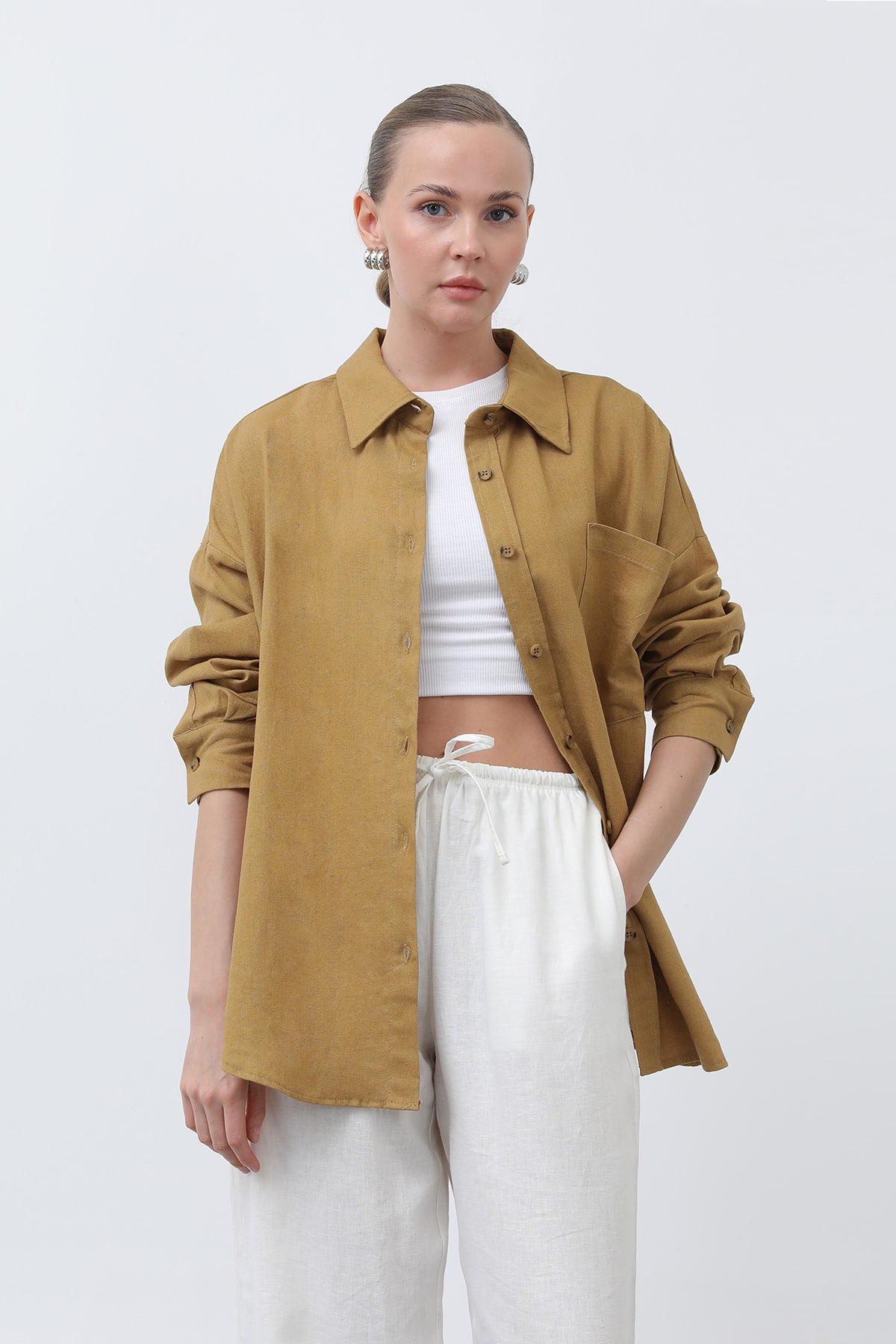 Women's Basic Linen Shirt - 32307GML