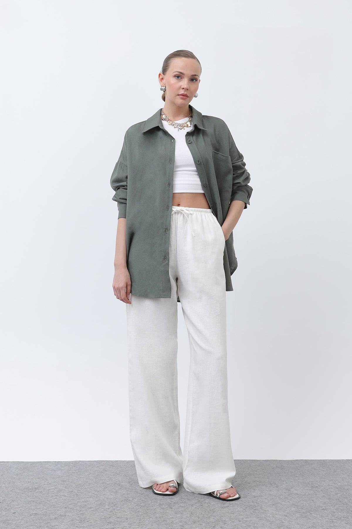 Women's Basic Linen Shirt - 32307GML