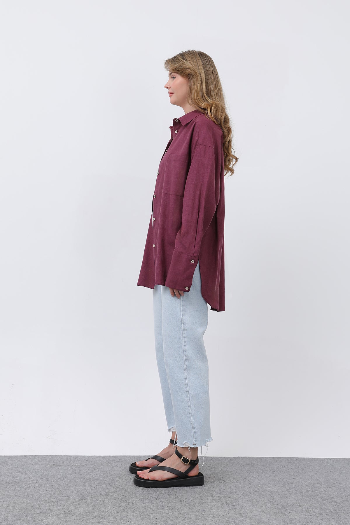 Women's Basic Linen Shirt - 32328GML