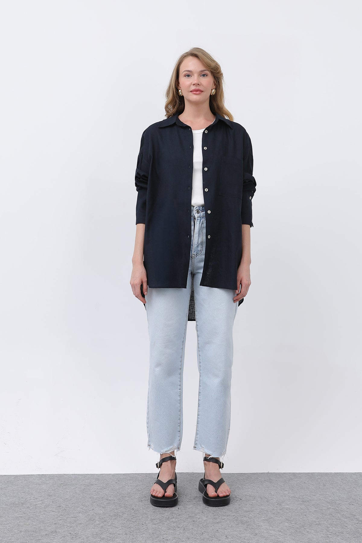 Women's Basic Linen Shirt - 32328GML