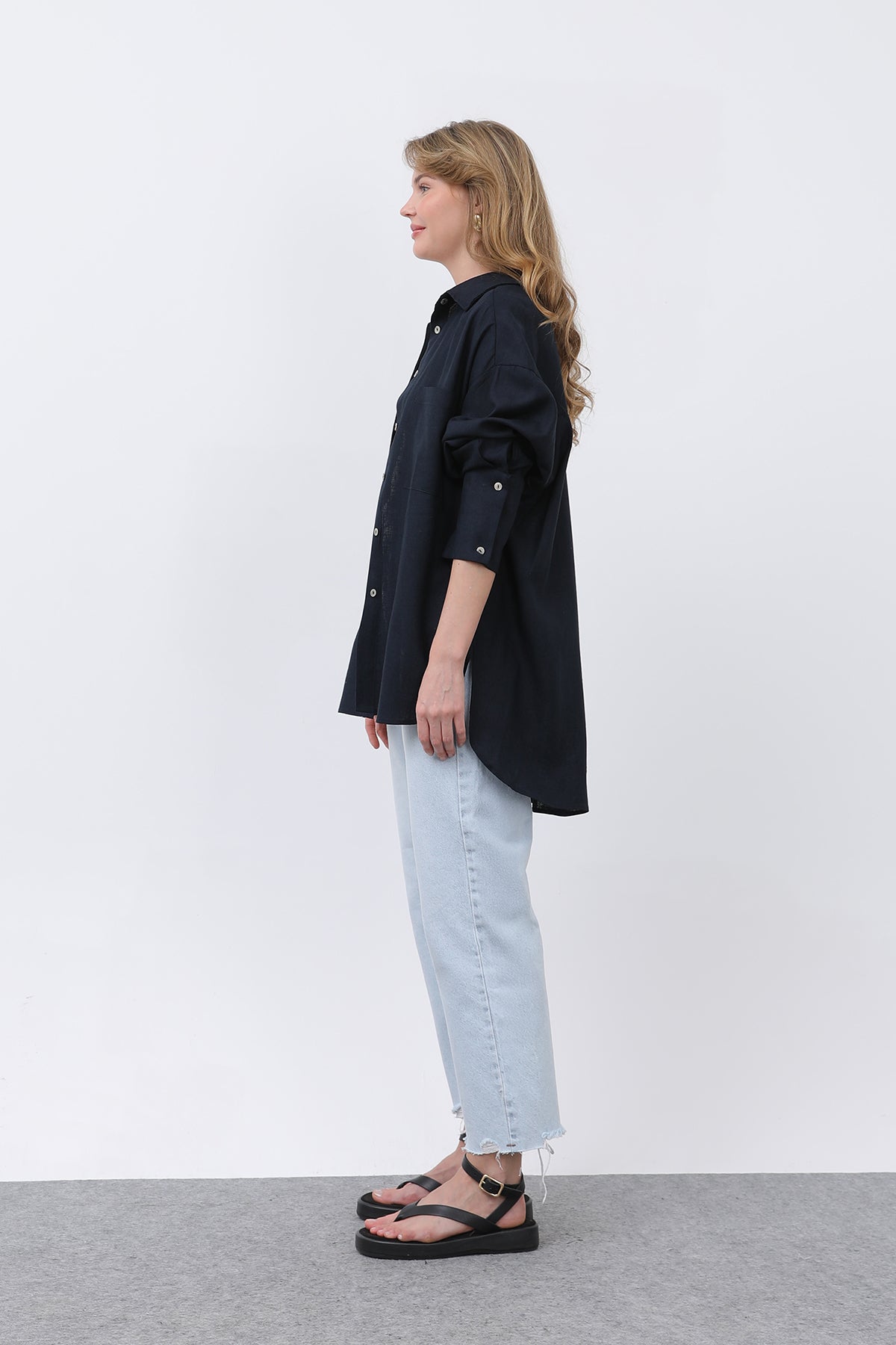 Women's Basic Linen Shirt - 32328GML