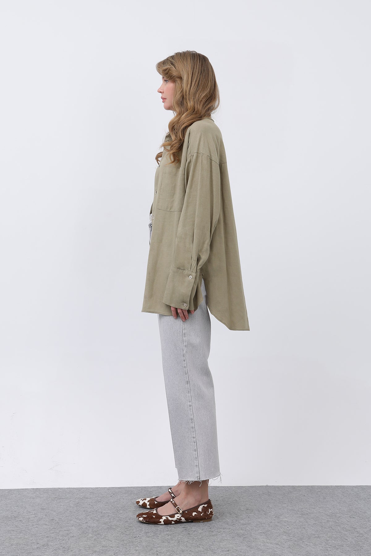 Women's Basic Linen Shirt - 32328GML