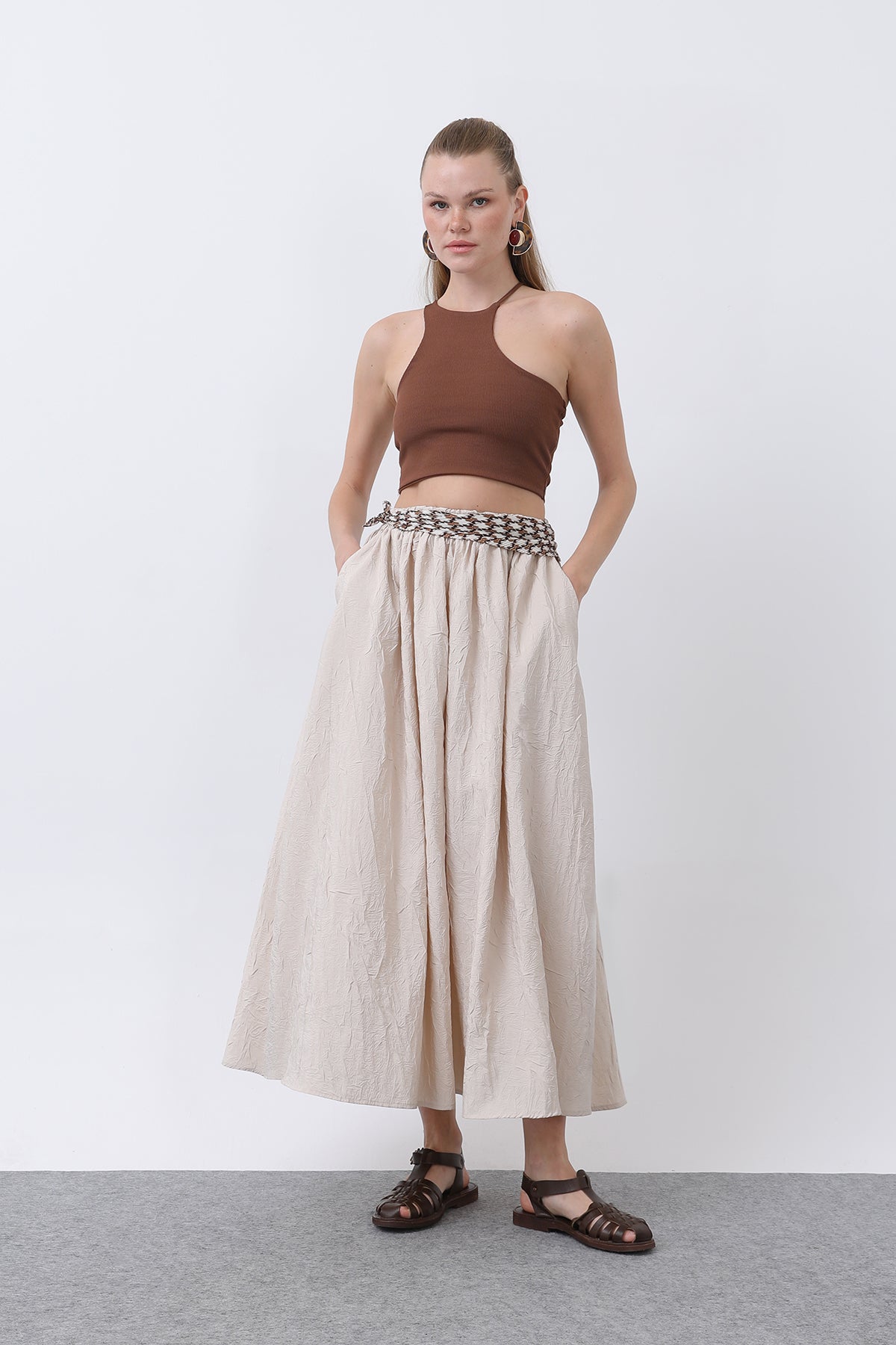 Kadın Açılımlı Etek - 32335ETK - BEIGE