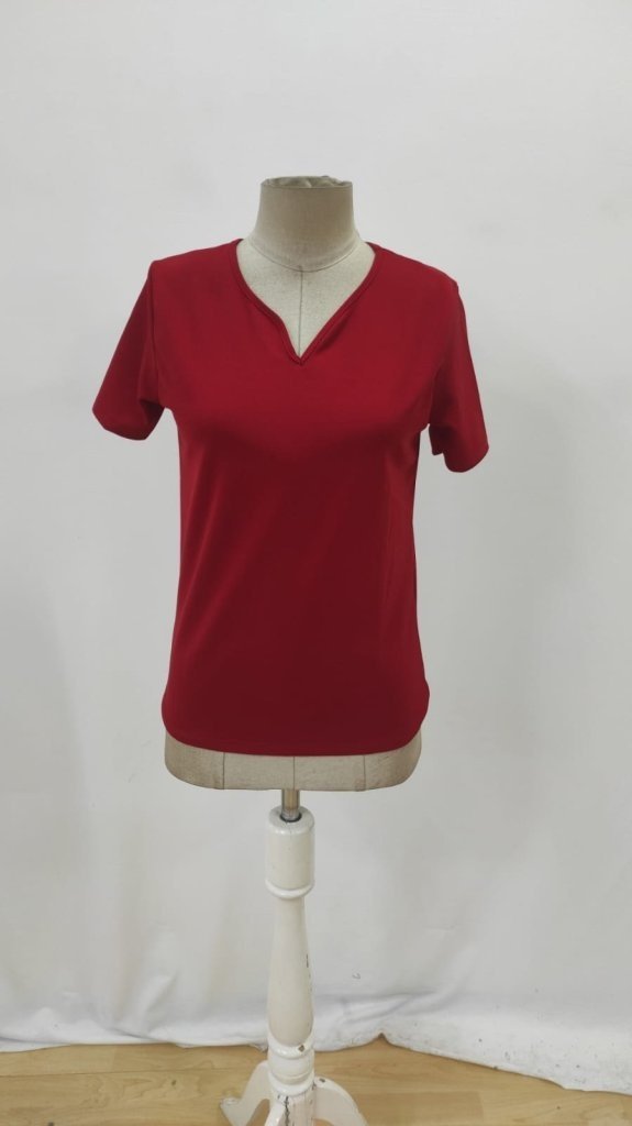Women's Short Sleeve V-Neck Imported Crepe Blouse, 27030