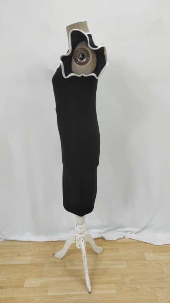 Women's Short Sleeve Crew Neck Slit Imported Crepe Dress, 27388
