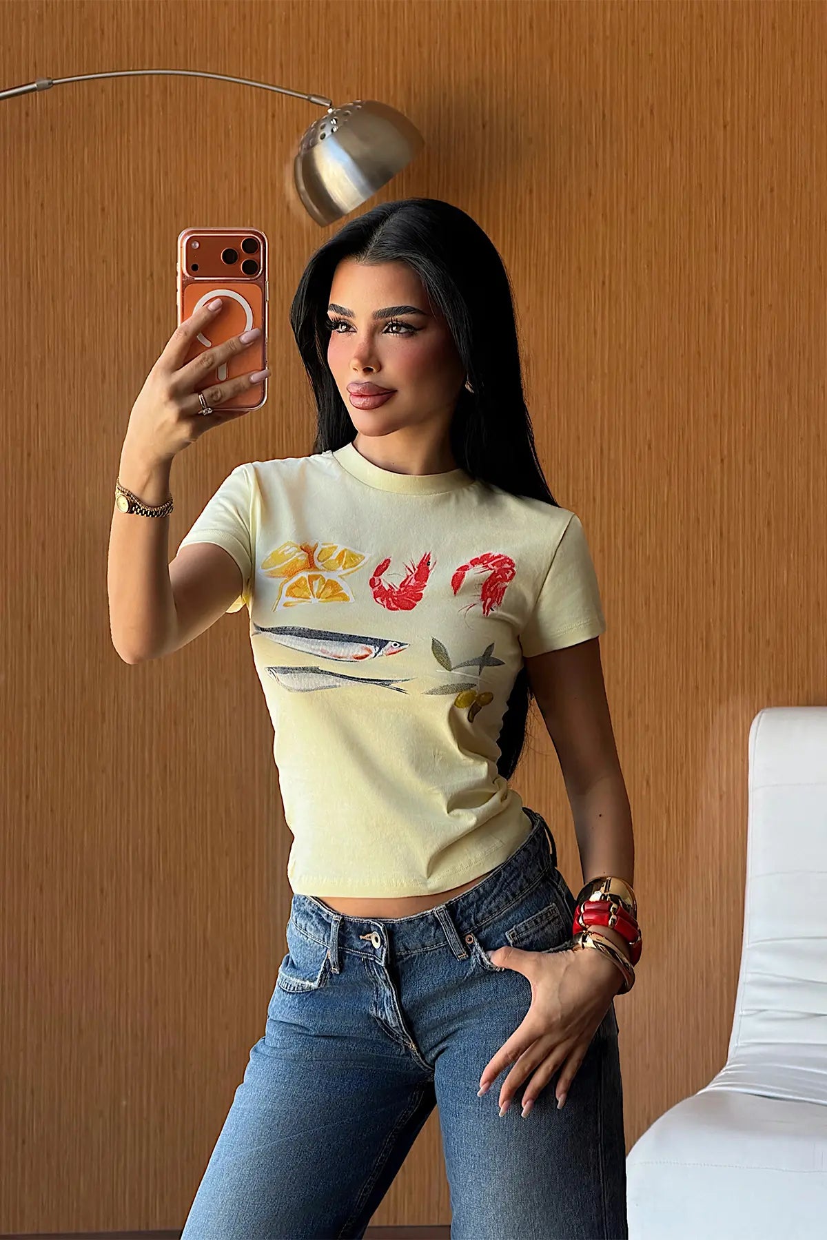 Sarı Baskılı Tişört