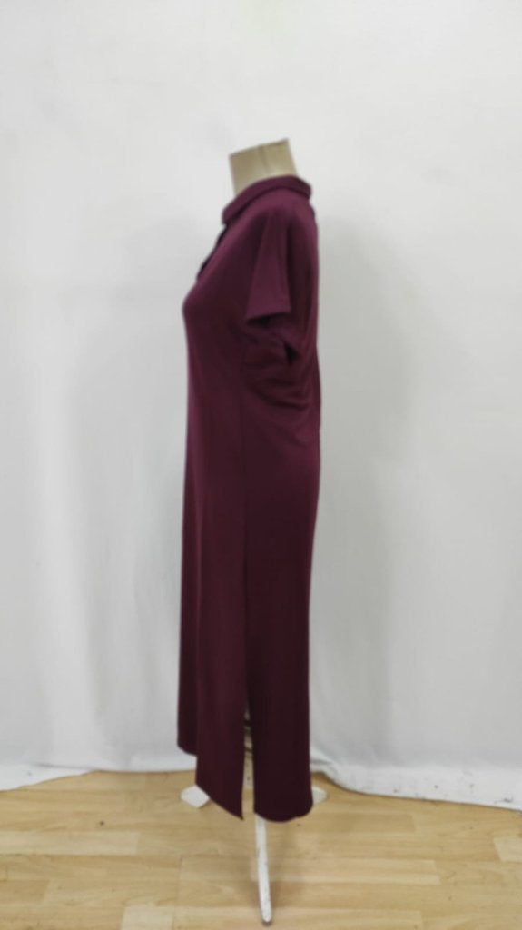 Women's Short Sleeve Collared Side Slit Viscose Double Knit Dress, 26291