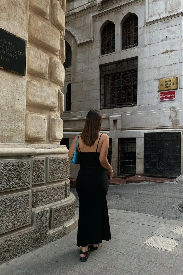 Melita Black Strappy Maxi Dress