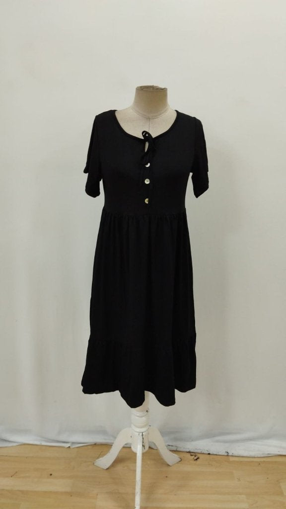 Women's Short Sleeve Collared Lace-up Button-Front Ruffle Patterned Supreme Dress, 26746
