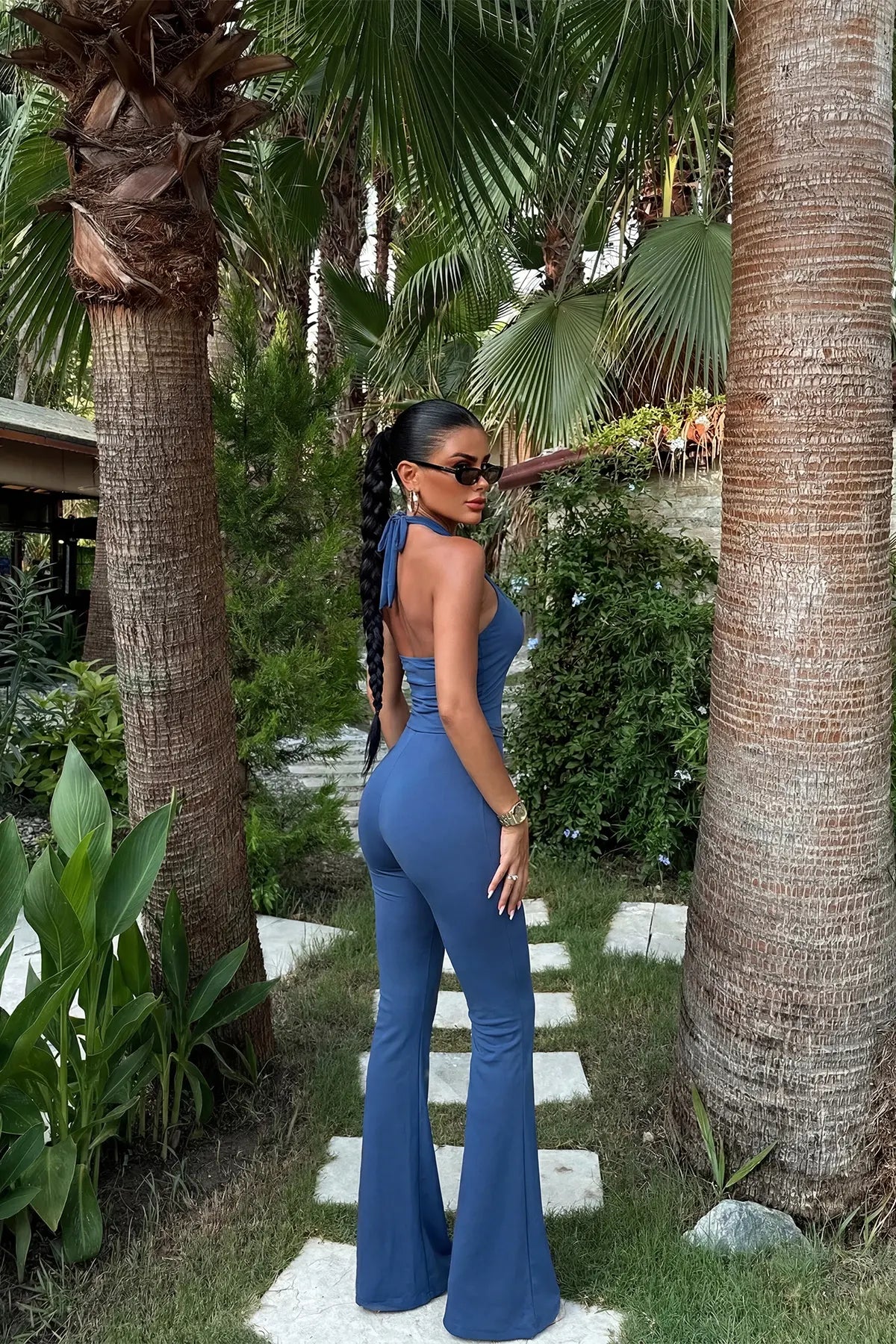 İndigo Halter Yaka Tulum