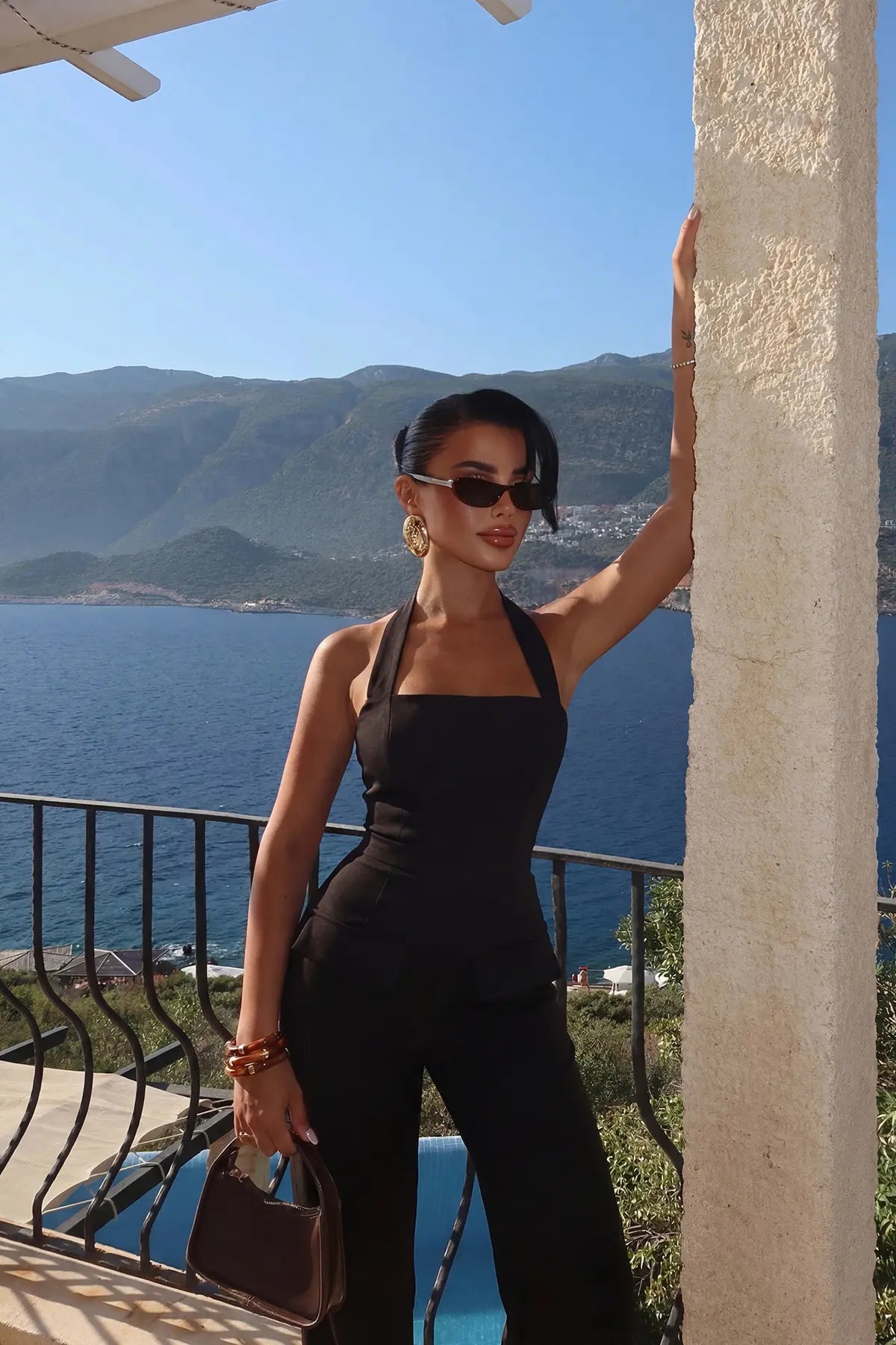 Siyah Cep Detay Pantolonlu Takım