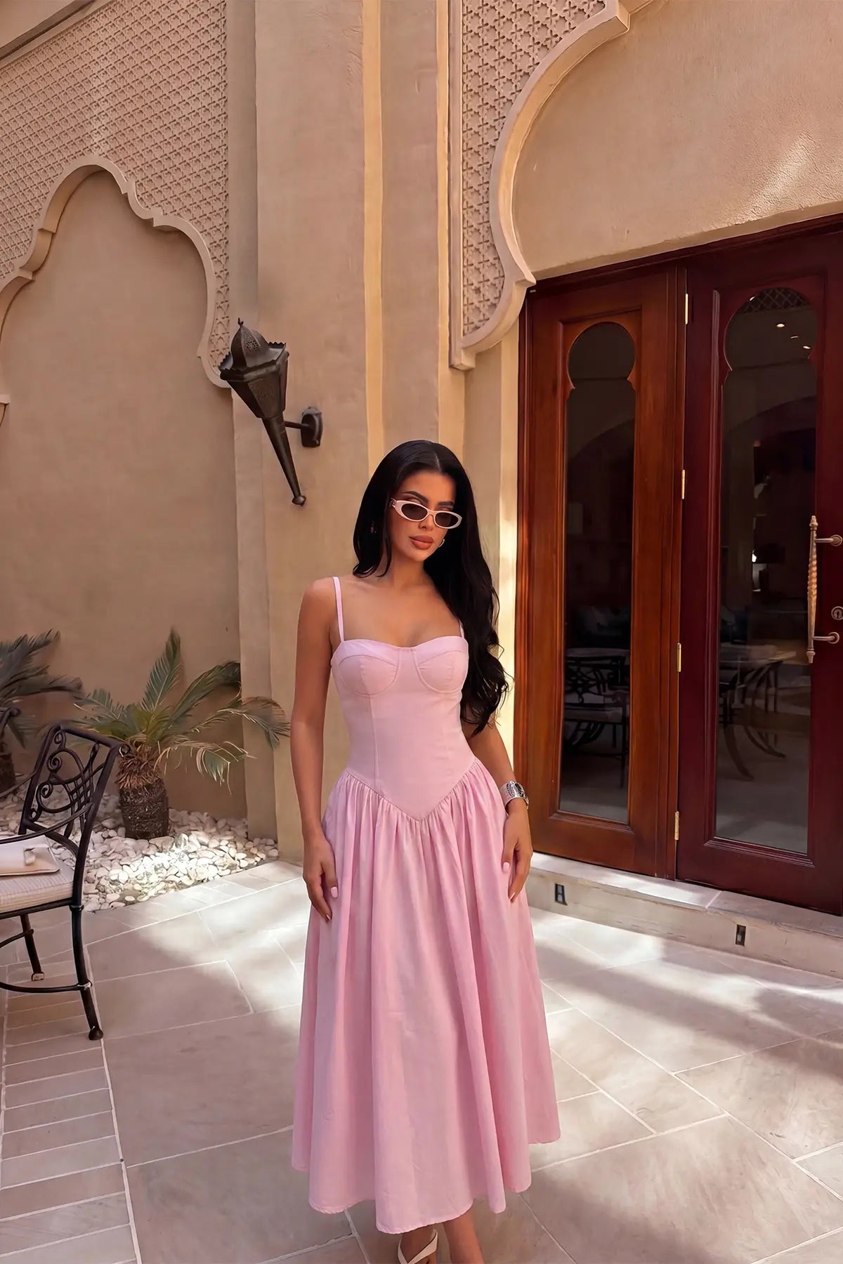 Pembe Askılı Elbise