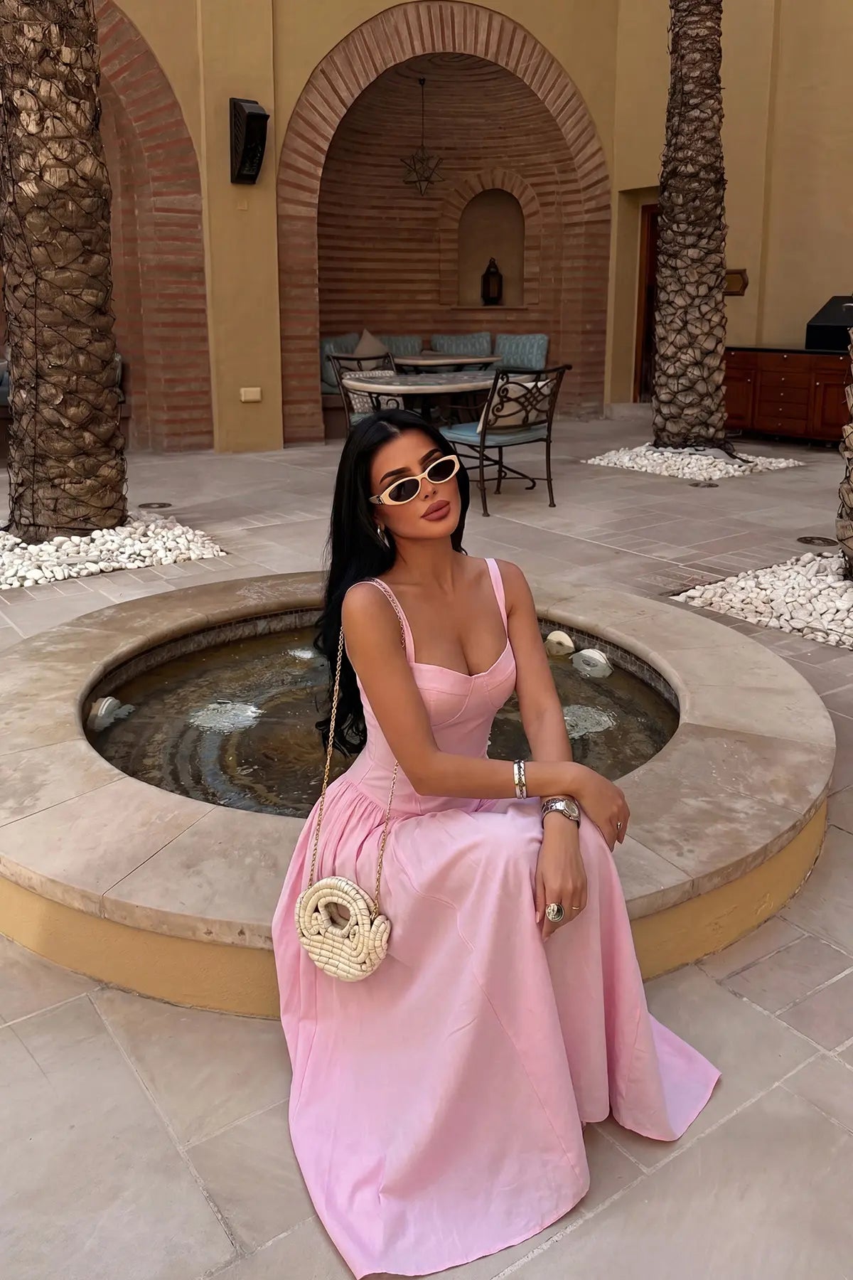 Pembe Askılı Elbise