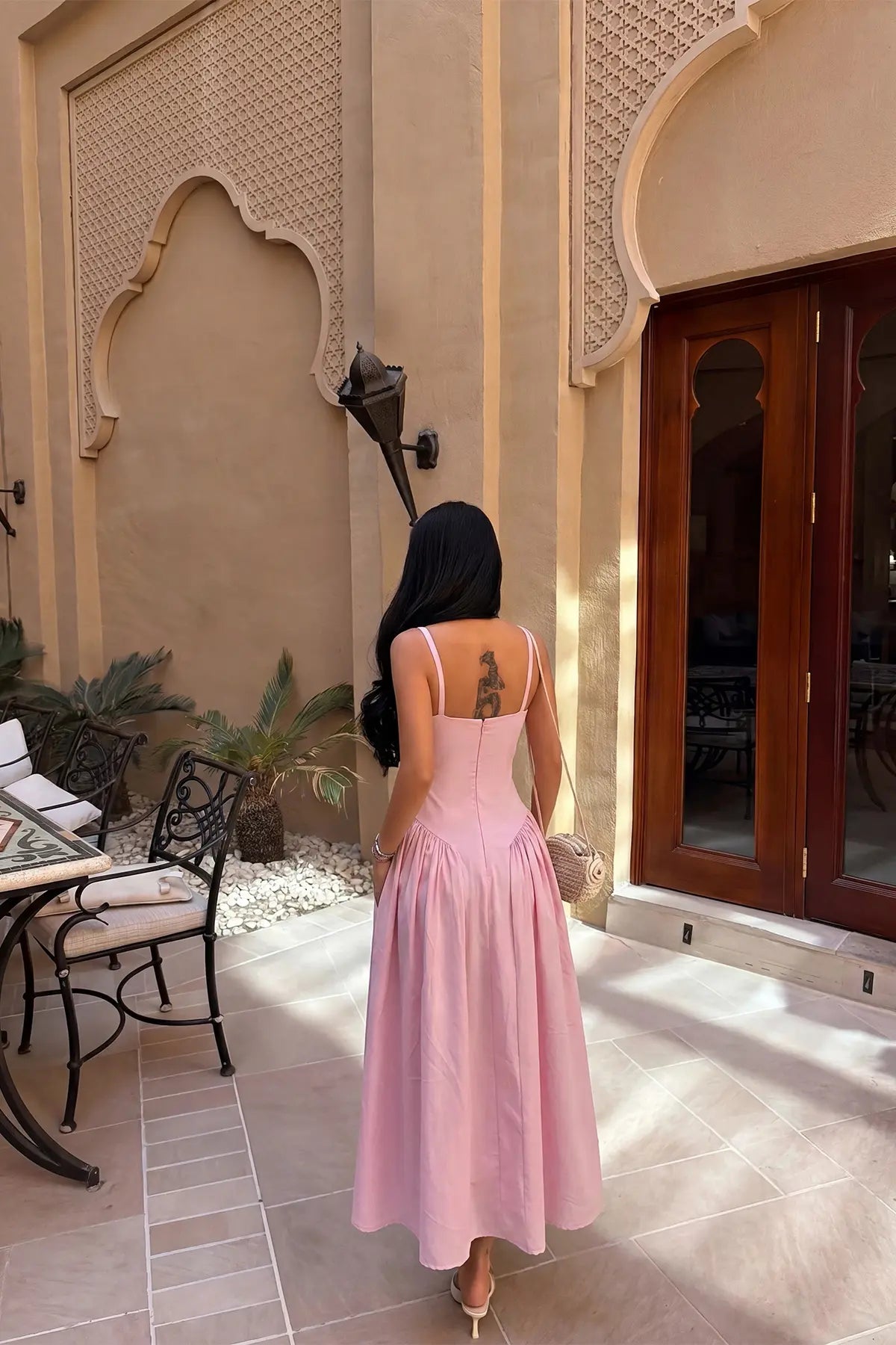 Pembe Askılı Elbise