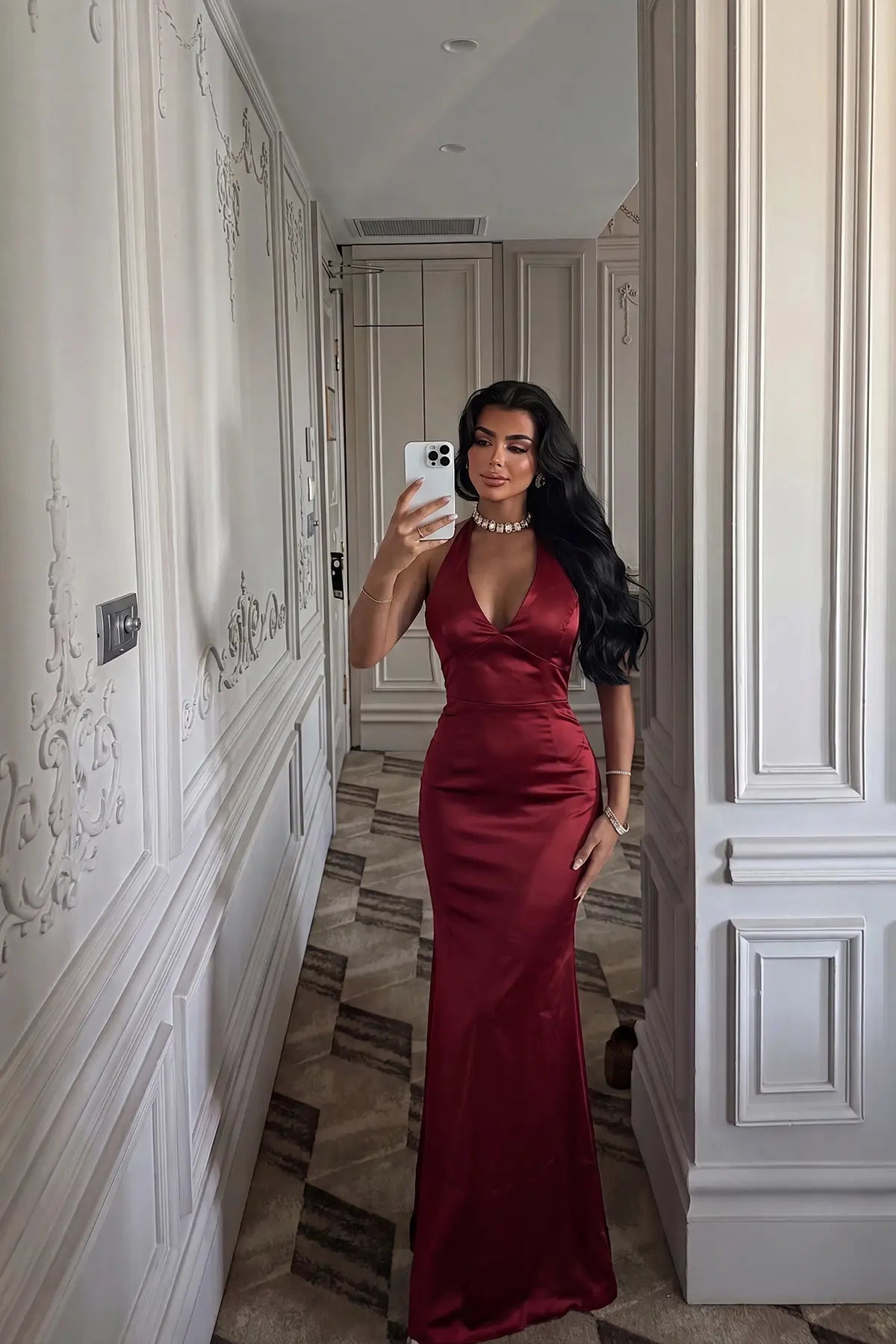 Bordo Sartoria Uzun Elbise