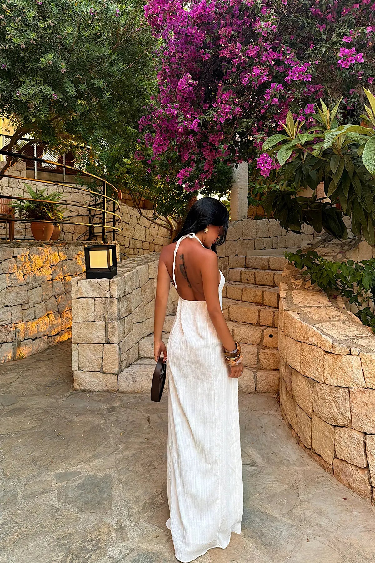 Beyaz Halter Yaka Elbise