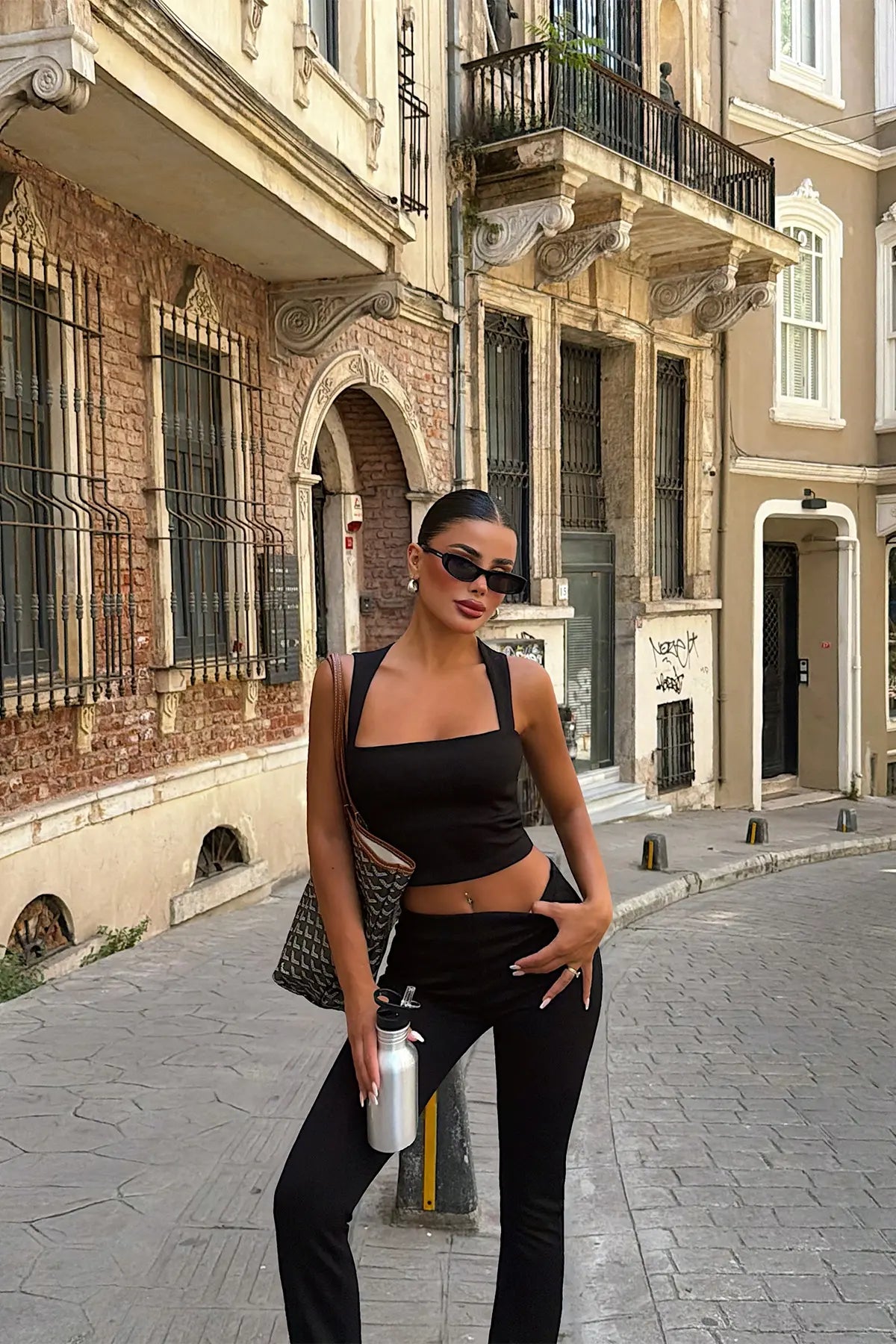 Siyah Solis 2 li Yoga Set