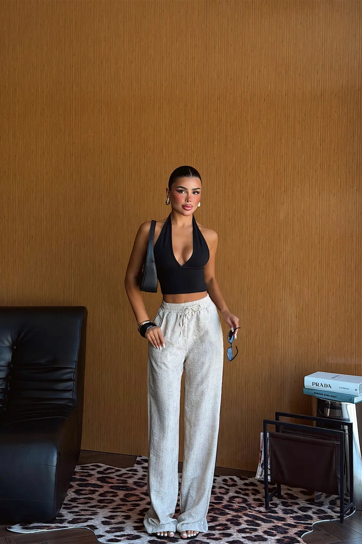Bej Keten Pantolon