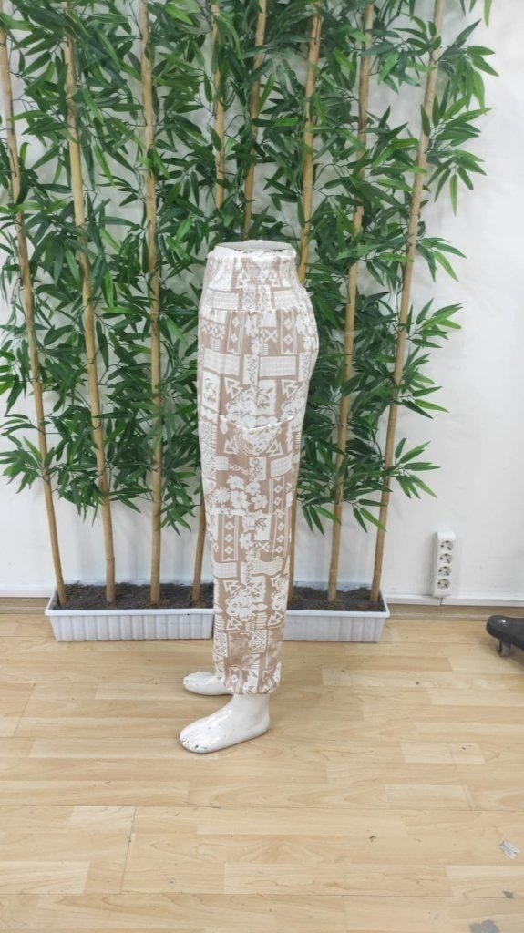 Women's Ethnic Pattern Cargo Pocket Detail Supima Pants, 31627