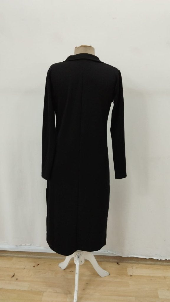 Women's Long Sleeve Collared Side Slit Midi Modal Dress, 30858