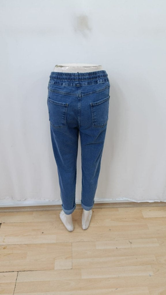 Kadın Yüksek Bel Bağcıklı Kot Pantolon , 29749
