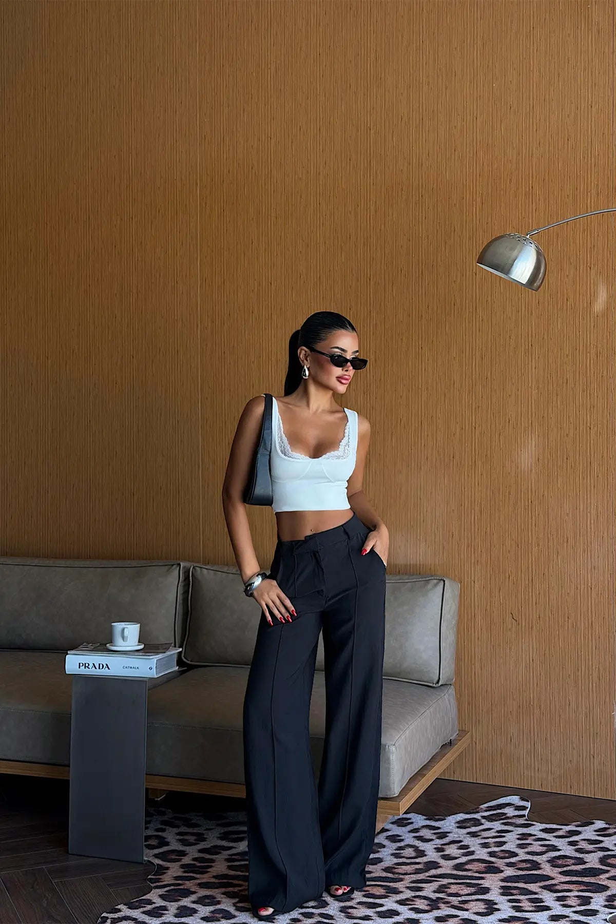 Siyah Basic Kemer Detay Pantolon