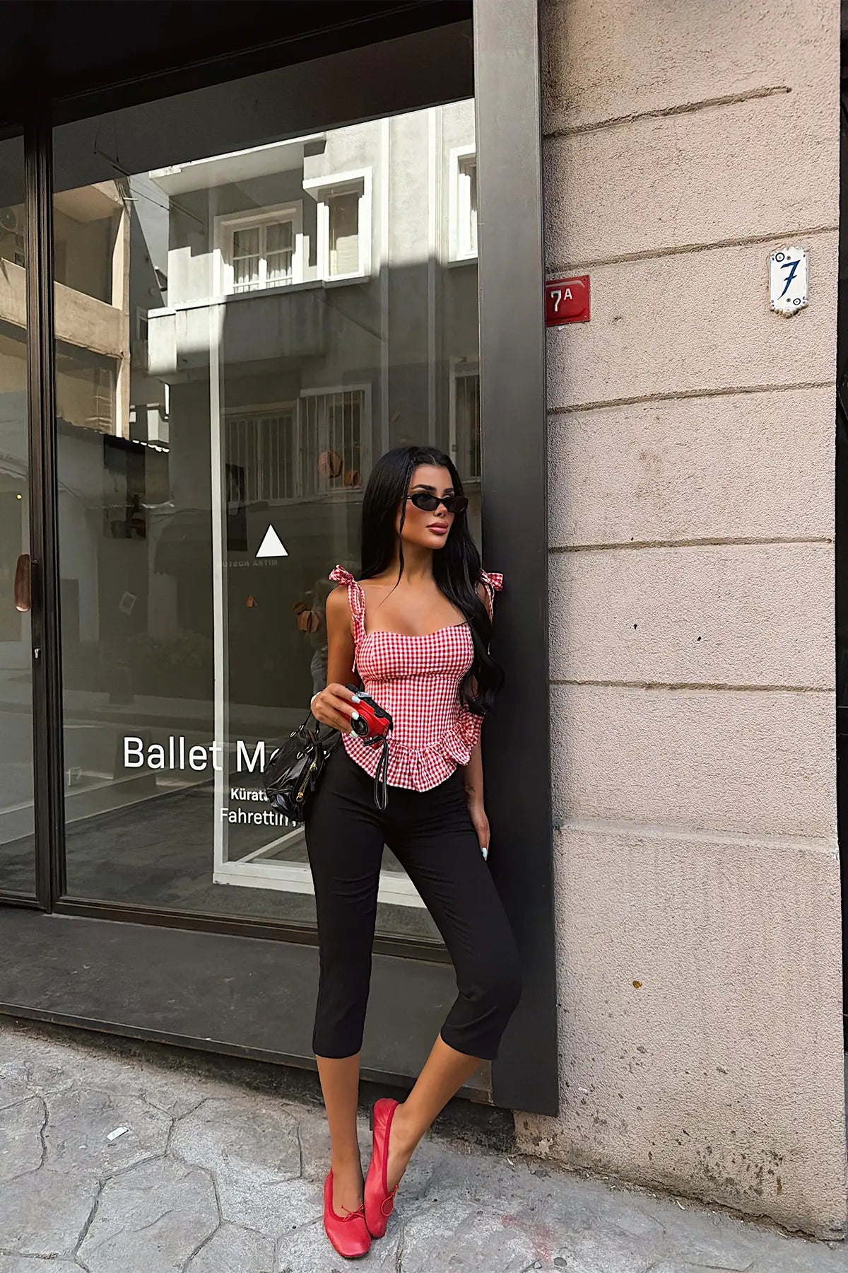 Kırmızı Askılı Crop Top