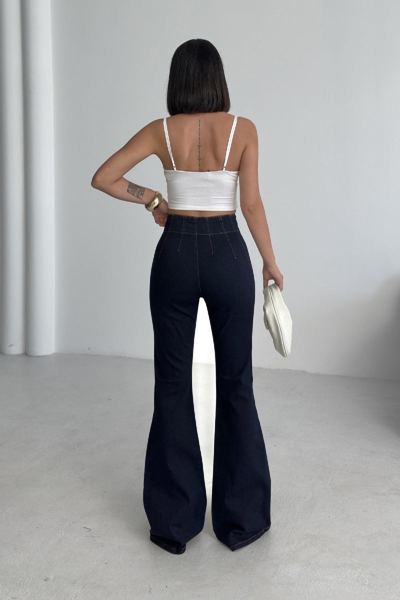 Pensli İspanyol Kot Pantolon 7021 - Slaplı Lacivert - (27-32) - 2