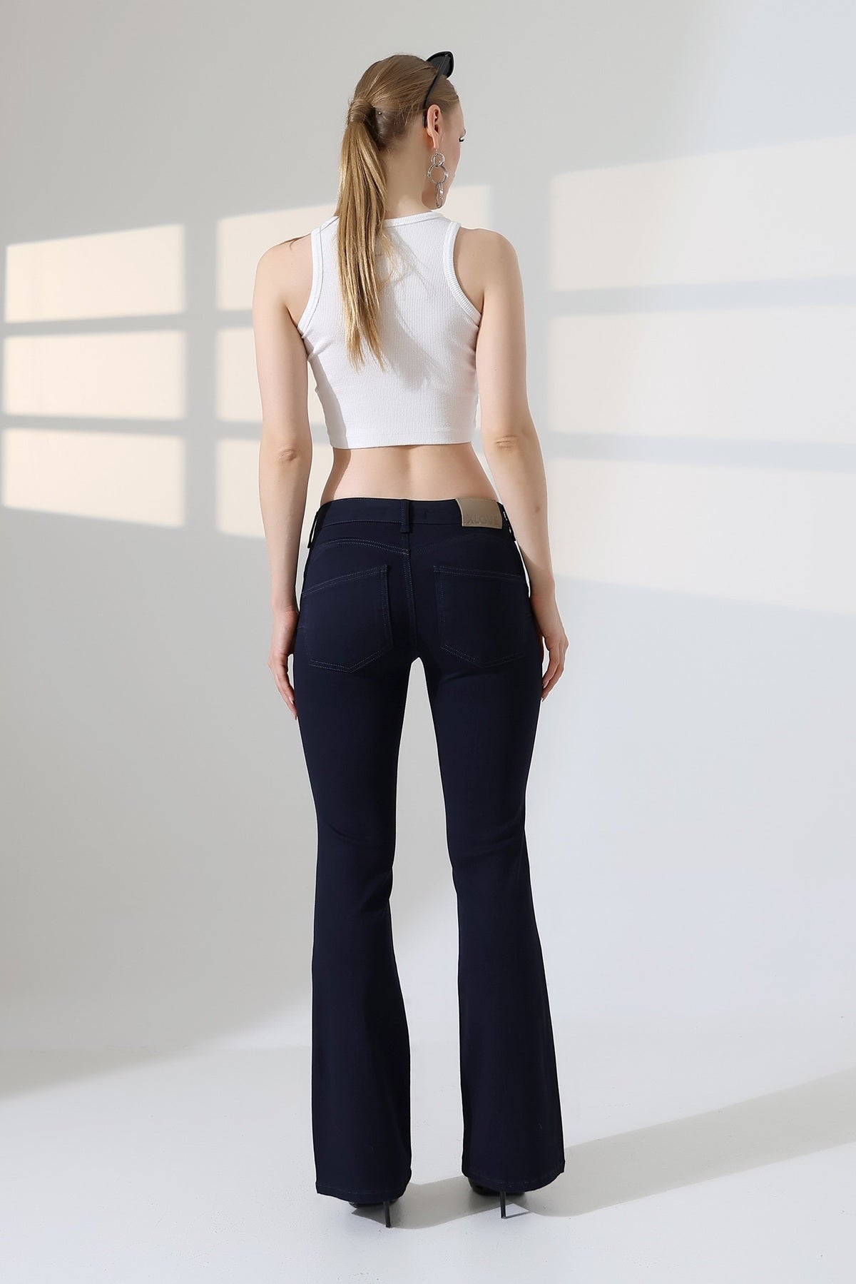 Push Up İspanyol Kot Pantolon 7108 - Koyu Lacivert - (27-32) - 2