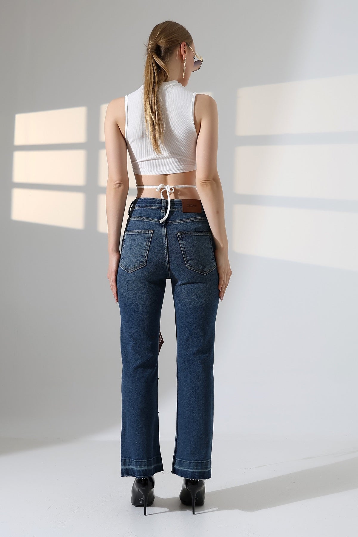 Flare Kot Pantolon 7104 - Koyu Mavi Kot - (26-31) - 2