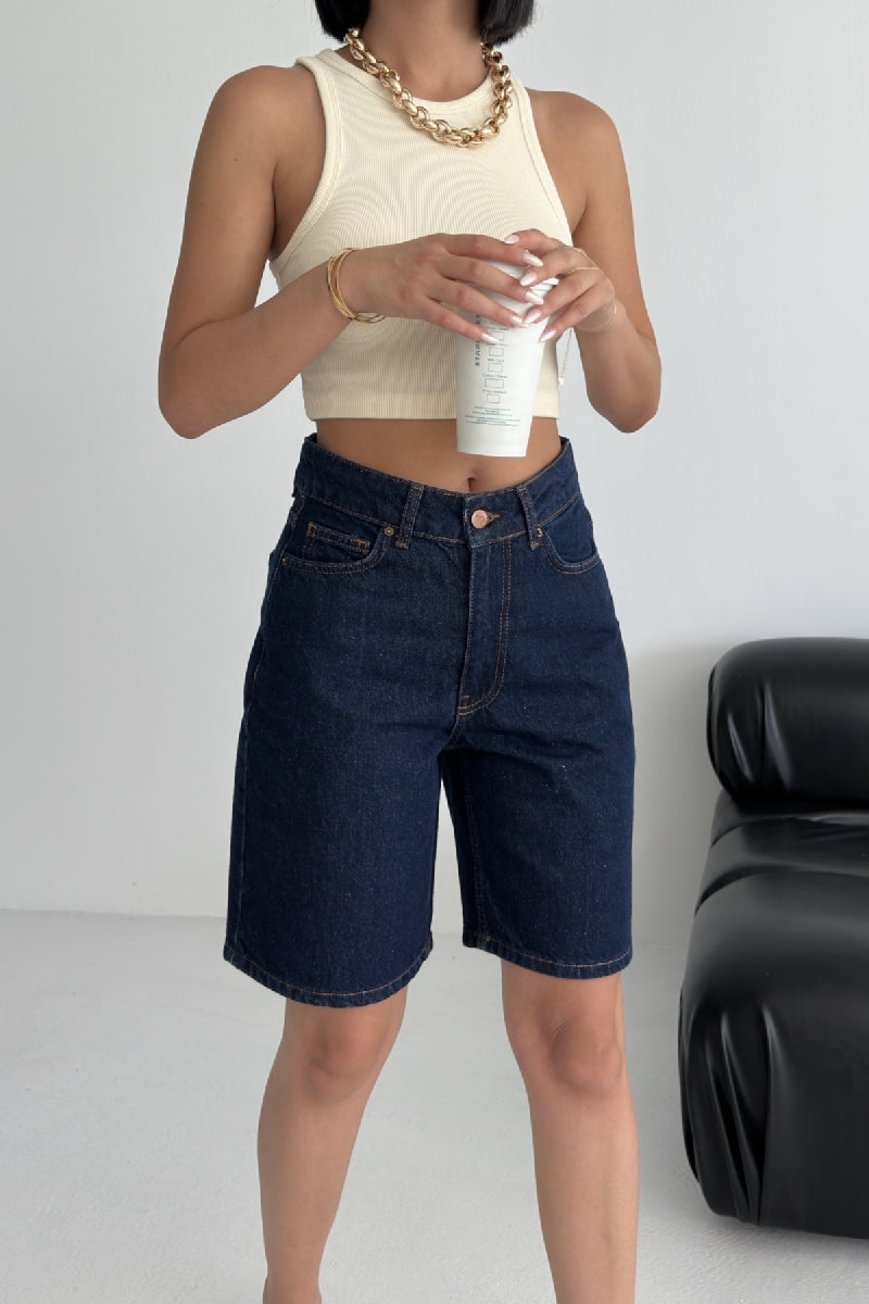 Orta Boy Kot Şort 2001 - Slaplı Lacivert - (36-42-6-2) - 2