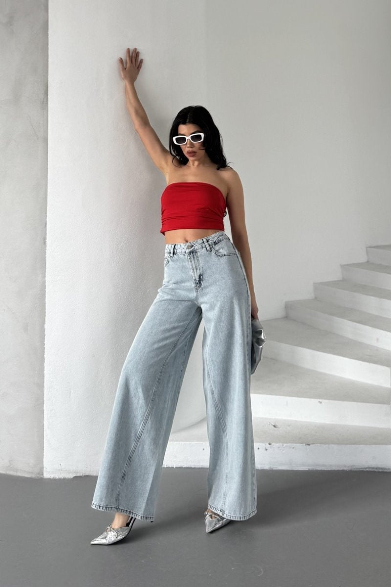 Parçalı Baggy Kot Pantolon 7045