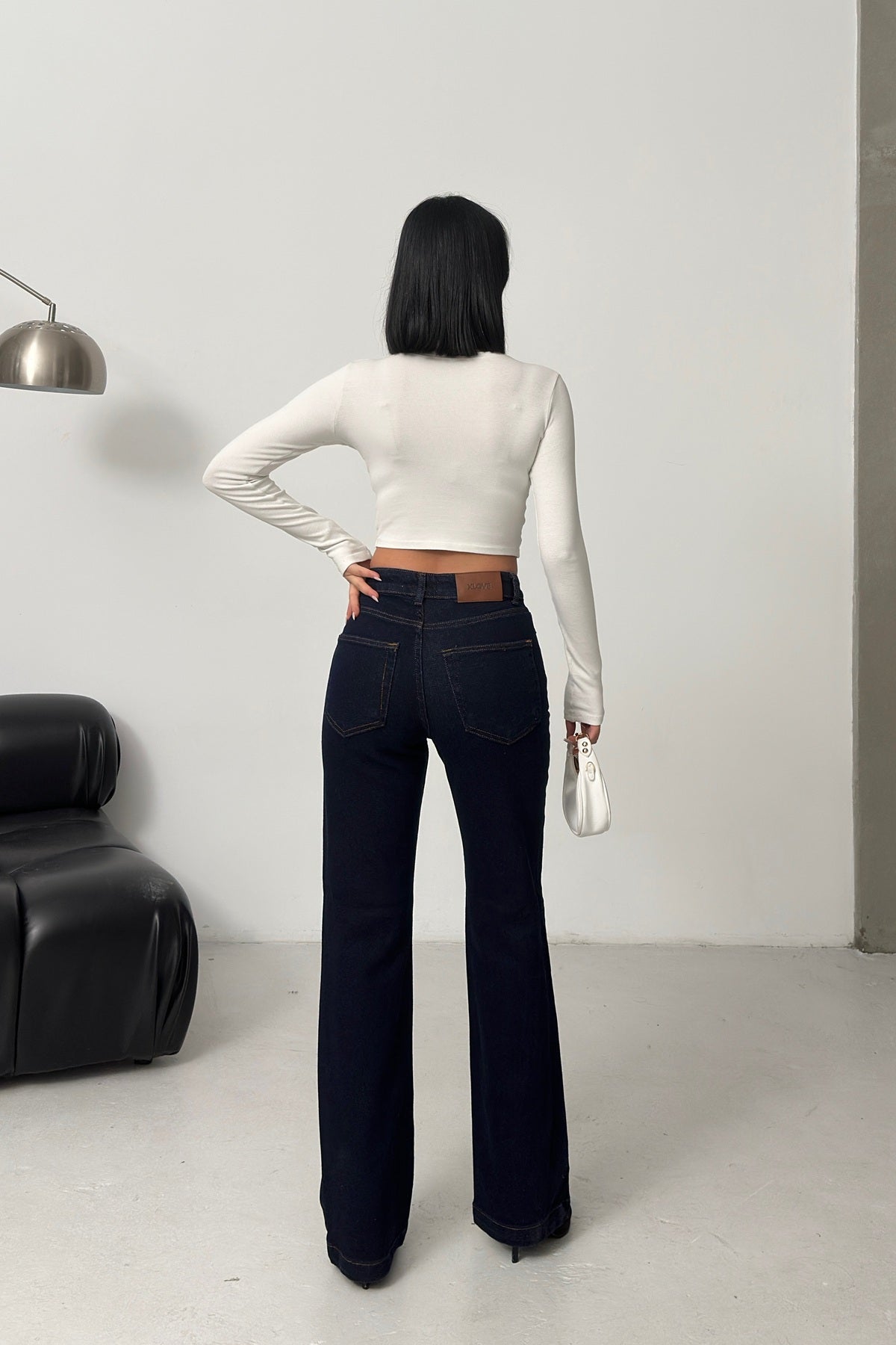 Dikişli Paça Bol Paça Relax Kot Pantolon 7026 - Slaplı Lacivert - (27-32) - 2