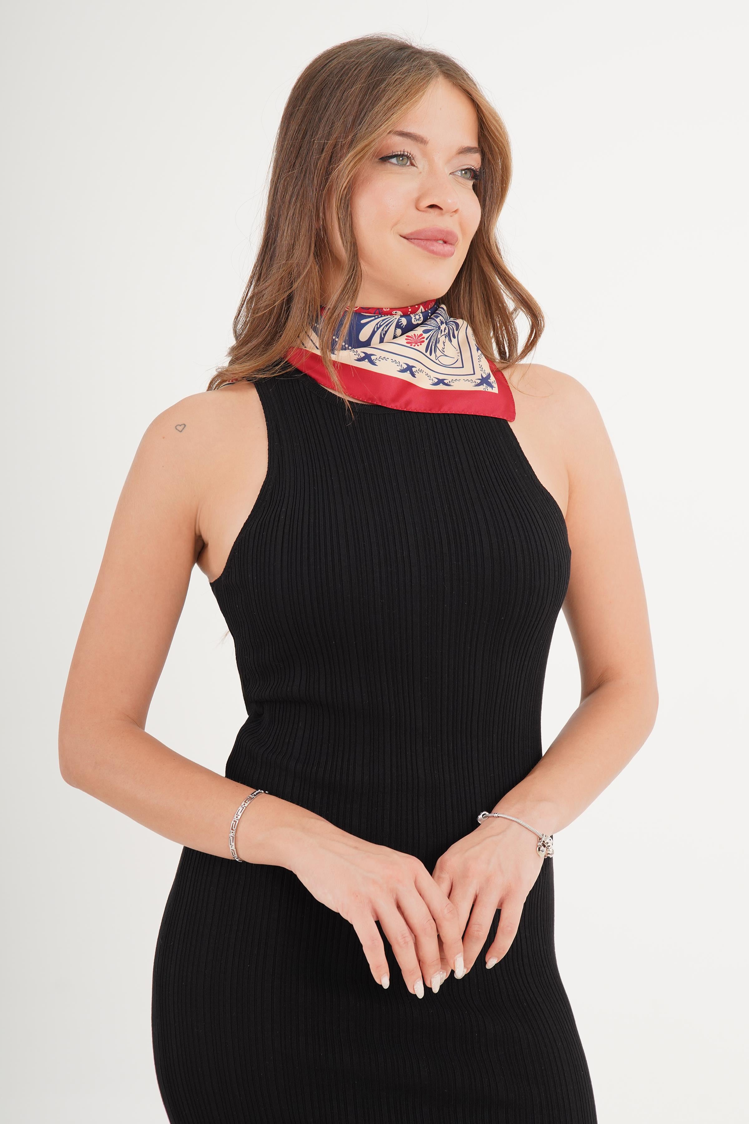 Halter Yaka Mevsimlik Siyah Toptan Triko Elbise