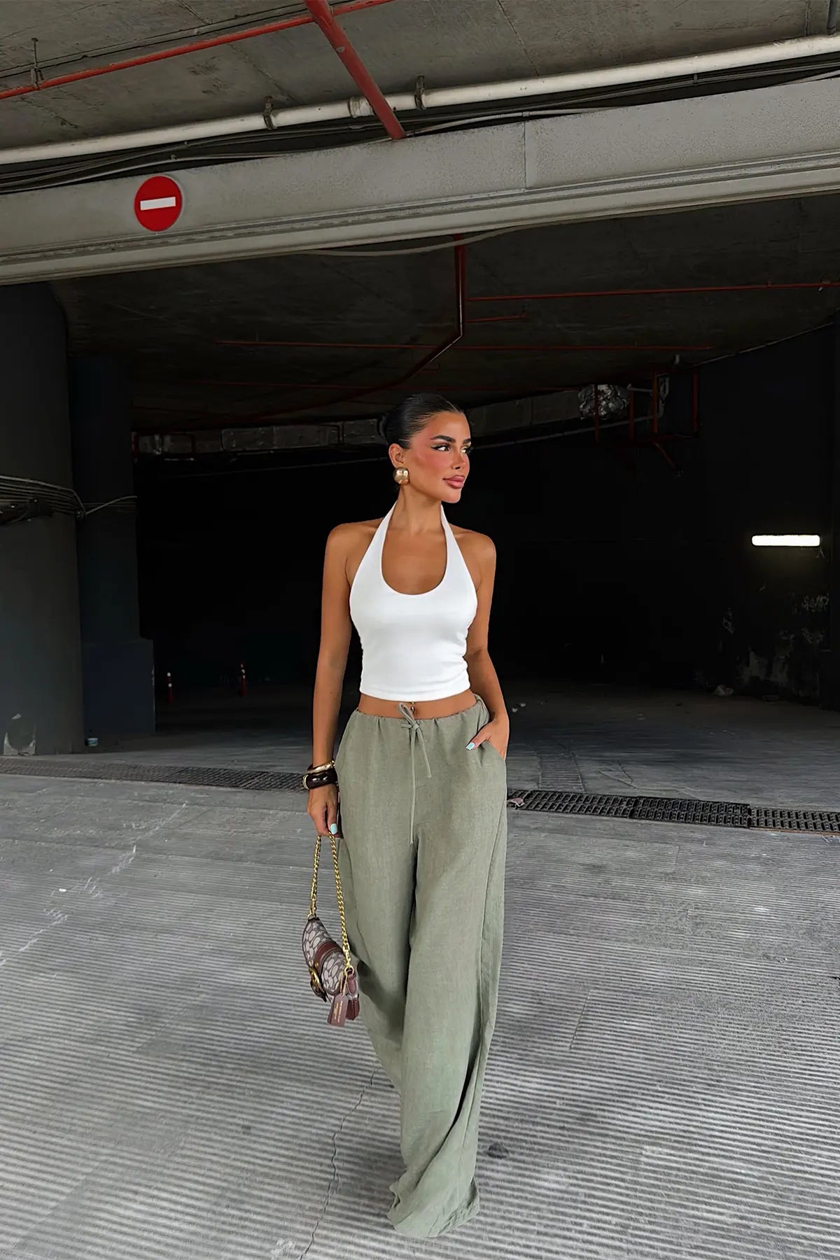 Yeşil Bağlamalı Pantolon