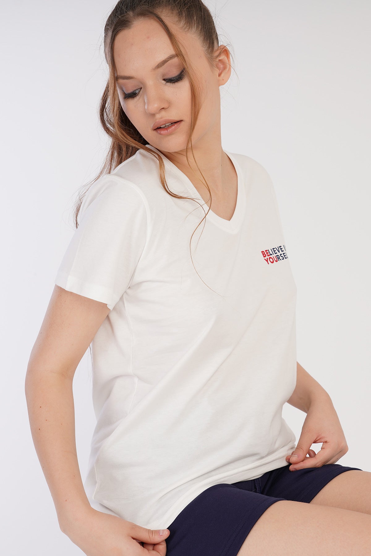 KADIN P.SUPREM/3IPLIK V YAKA KISA KOL CEPLI SORT TAKIM