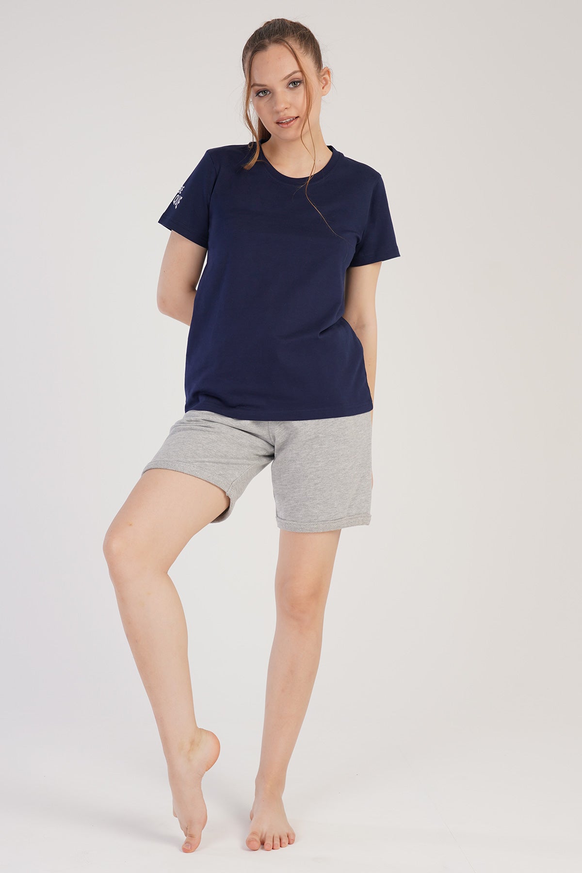 KADIN P.SUPREM/3IPLIK O YAKA KISA KOL DOUBLE PACA CEPLI SORT TAKIM