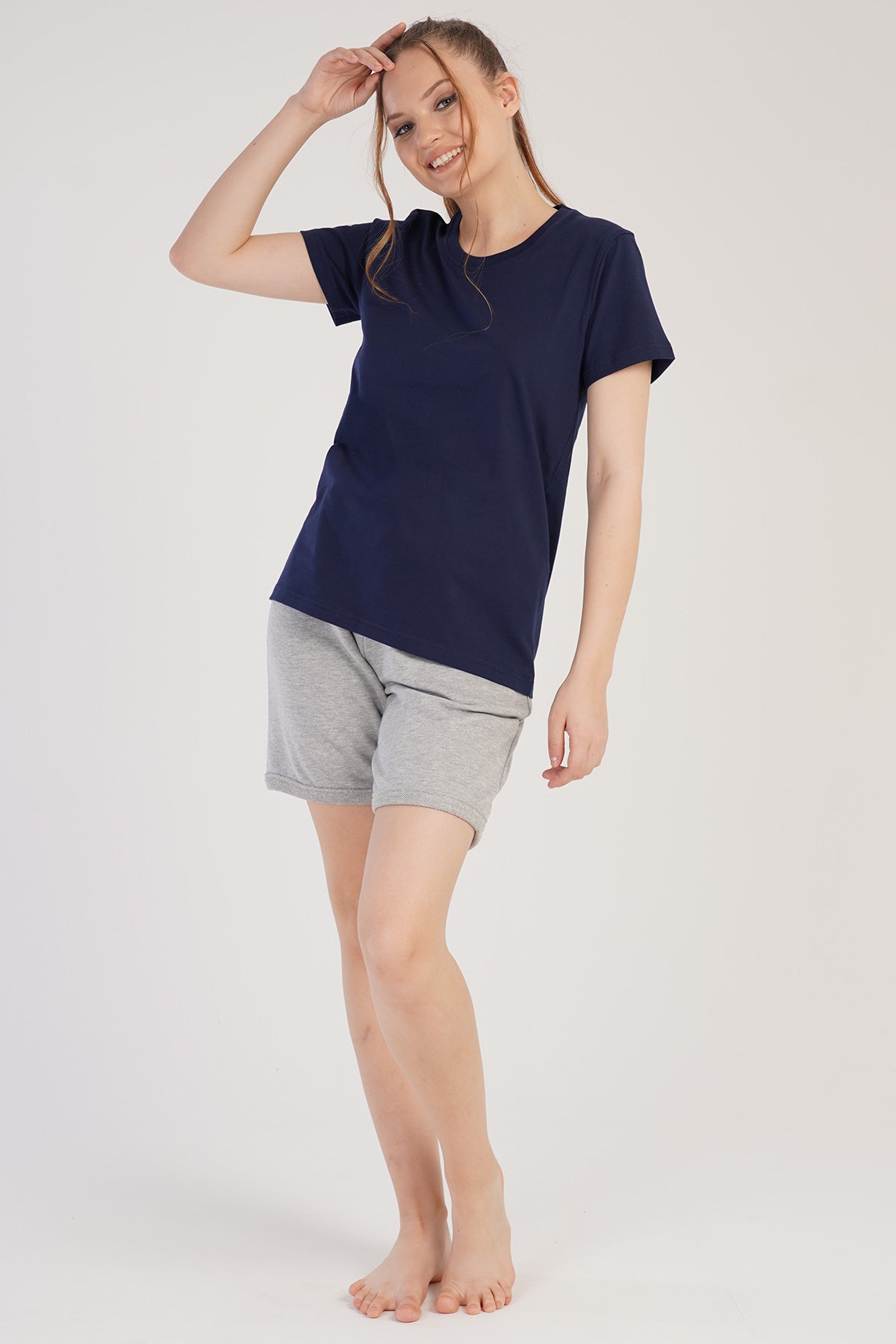 KADIN P.SUPREM/3IPLIK O YAKA KISA KOL DOUBLE PACA CEPLI SORT TAKIM