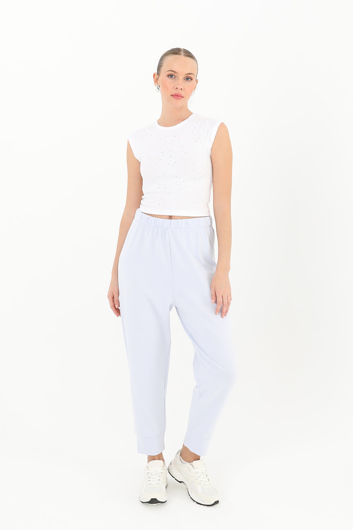 Kadın Ribana Detaylı Eşofman Altı - 30189PNT - LIGHT BLUE