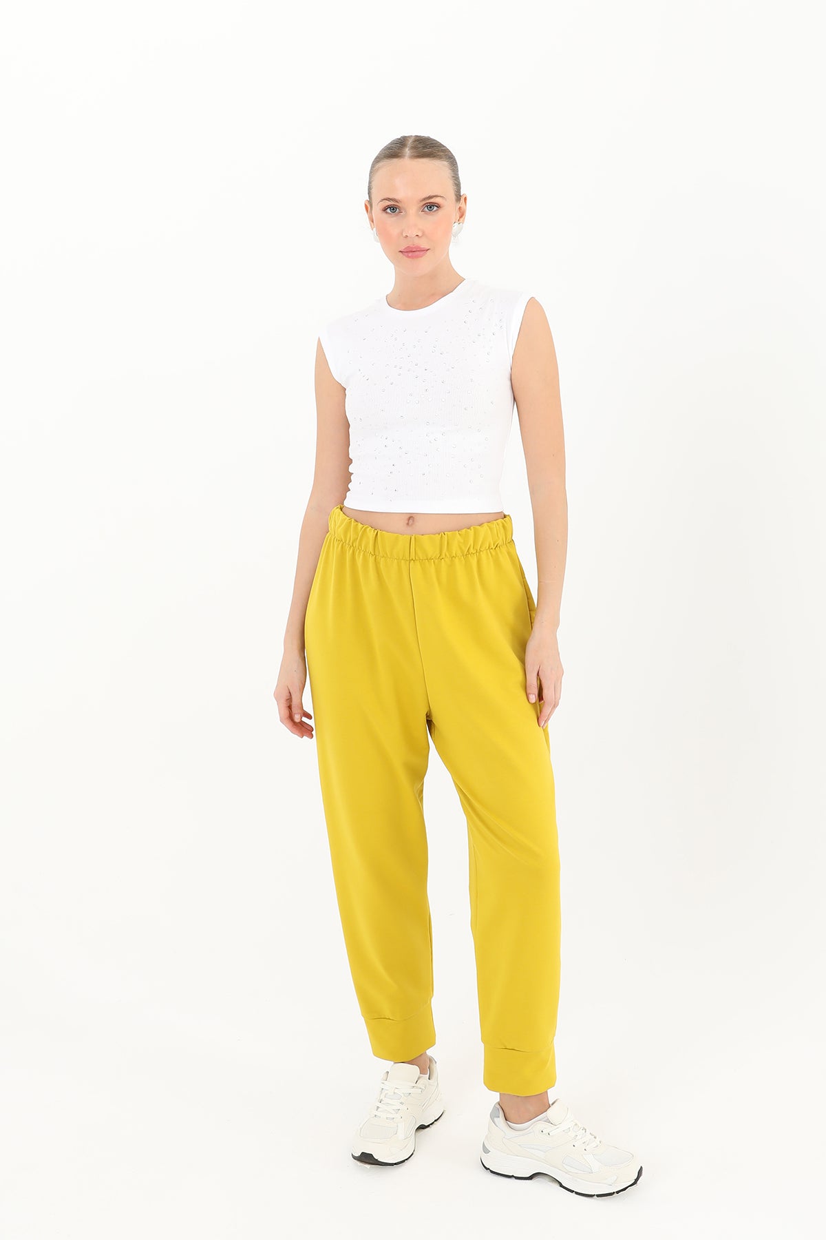 Kadın Ribana Detaylı Eşofman Altı - 30189PNT - OLIVE