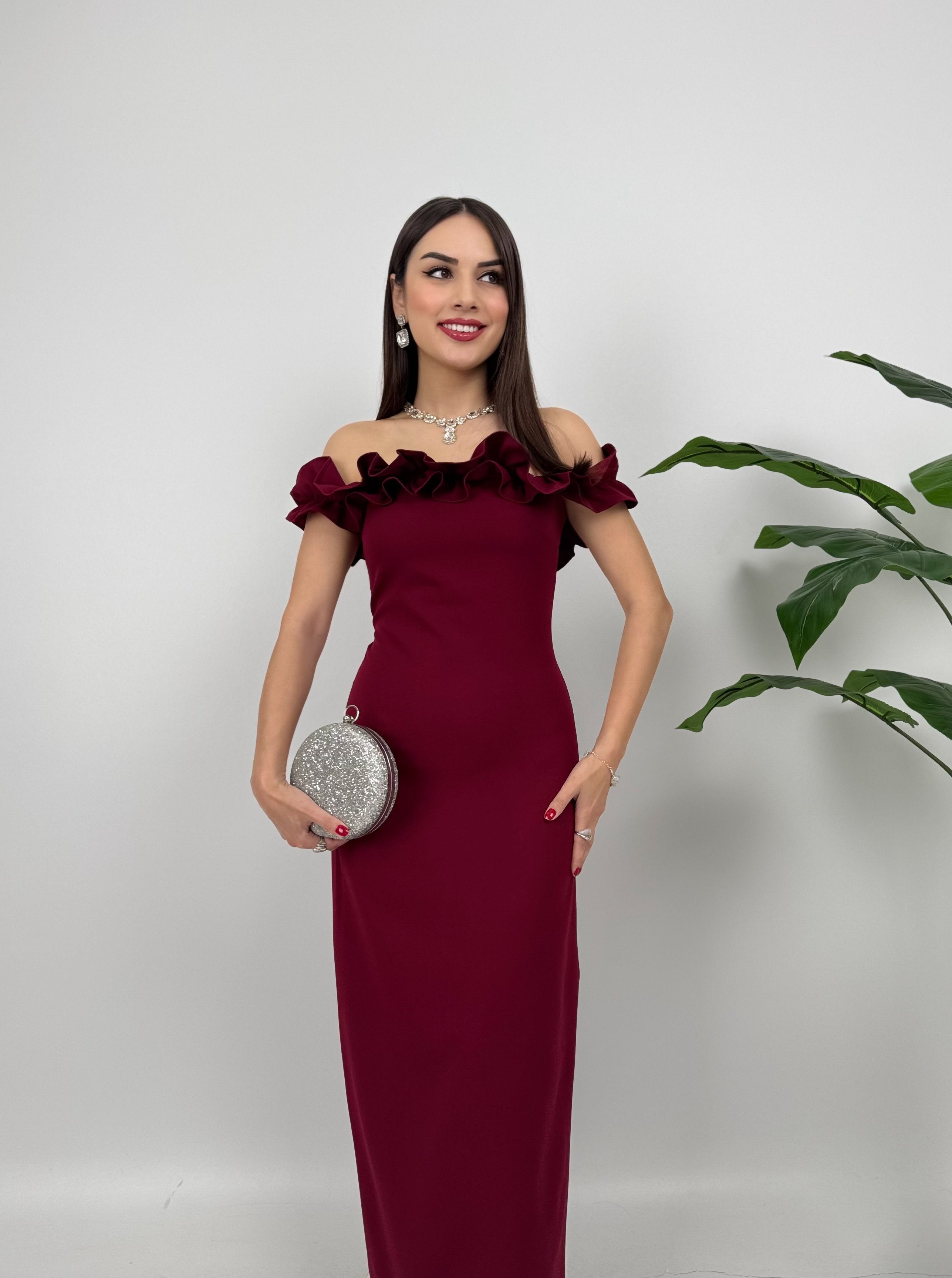 3021 GÖĞÜS BÜZGÜLÜ ELBİSE