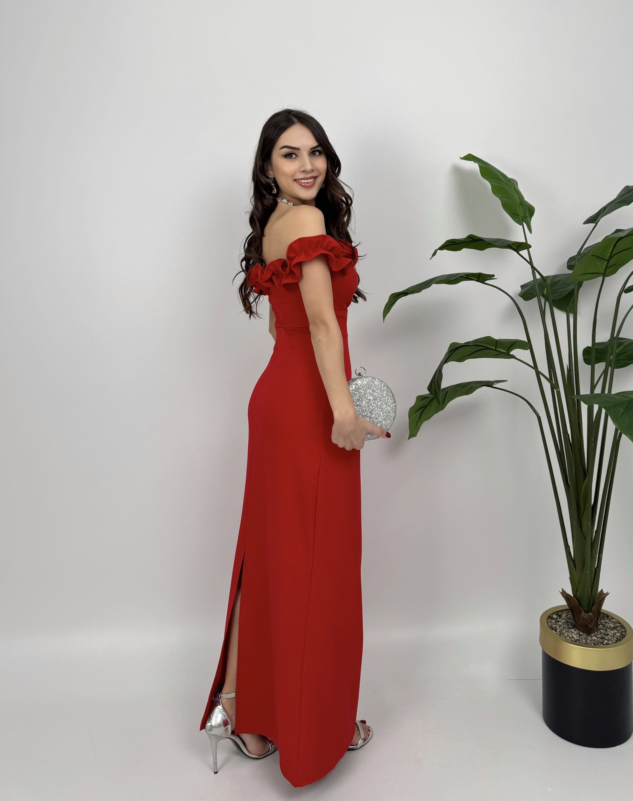 3021 GÖĞÜS BÜZGÜLÜ ELBİSE