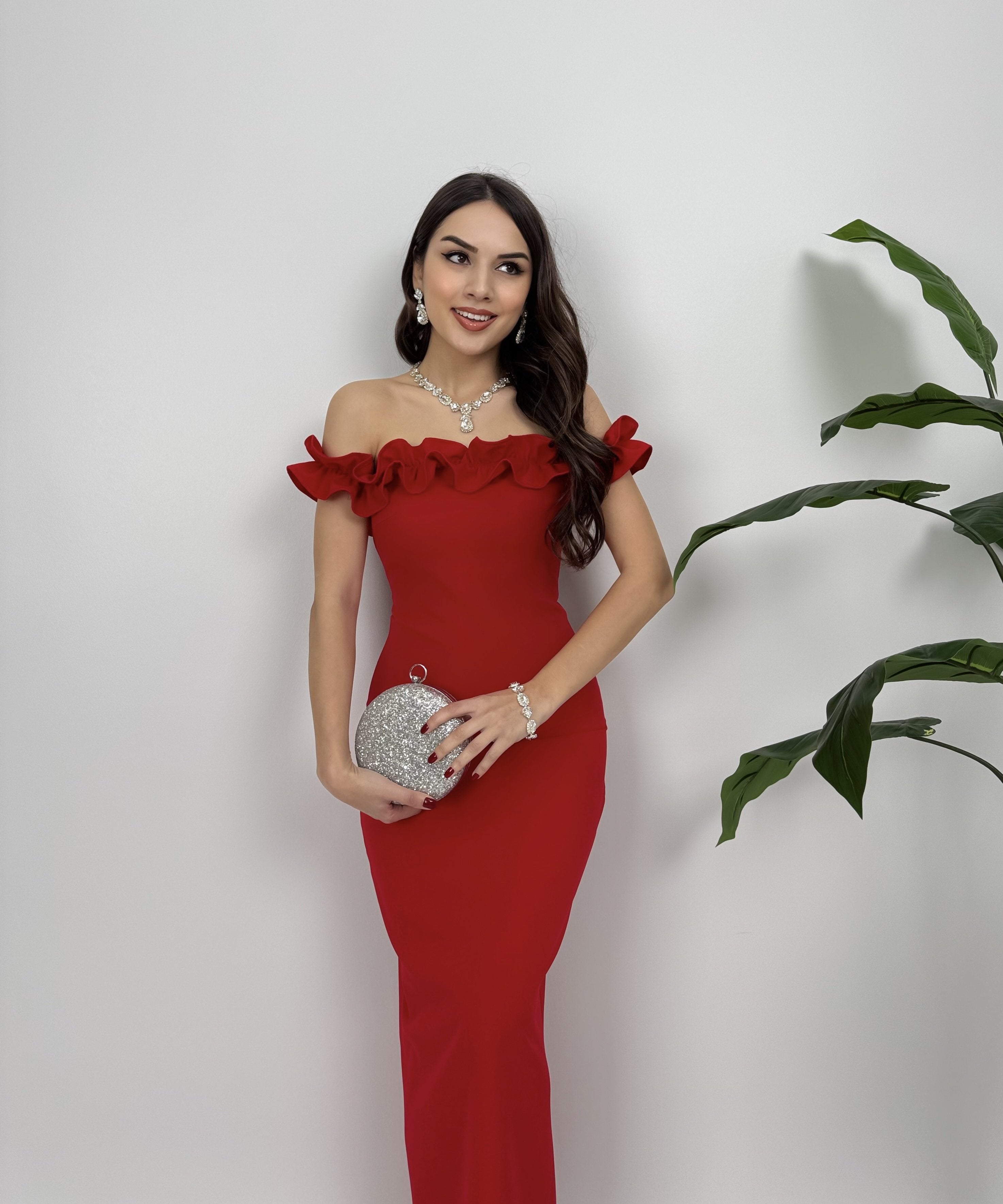 3021 GÖĞÜS BÜZGÜLÜ ELBİSE