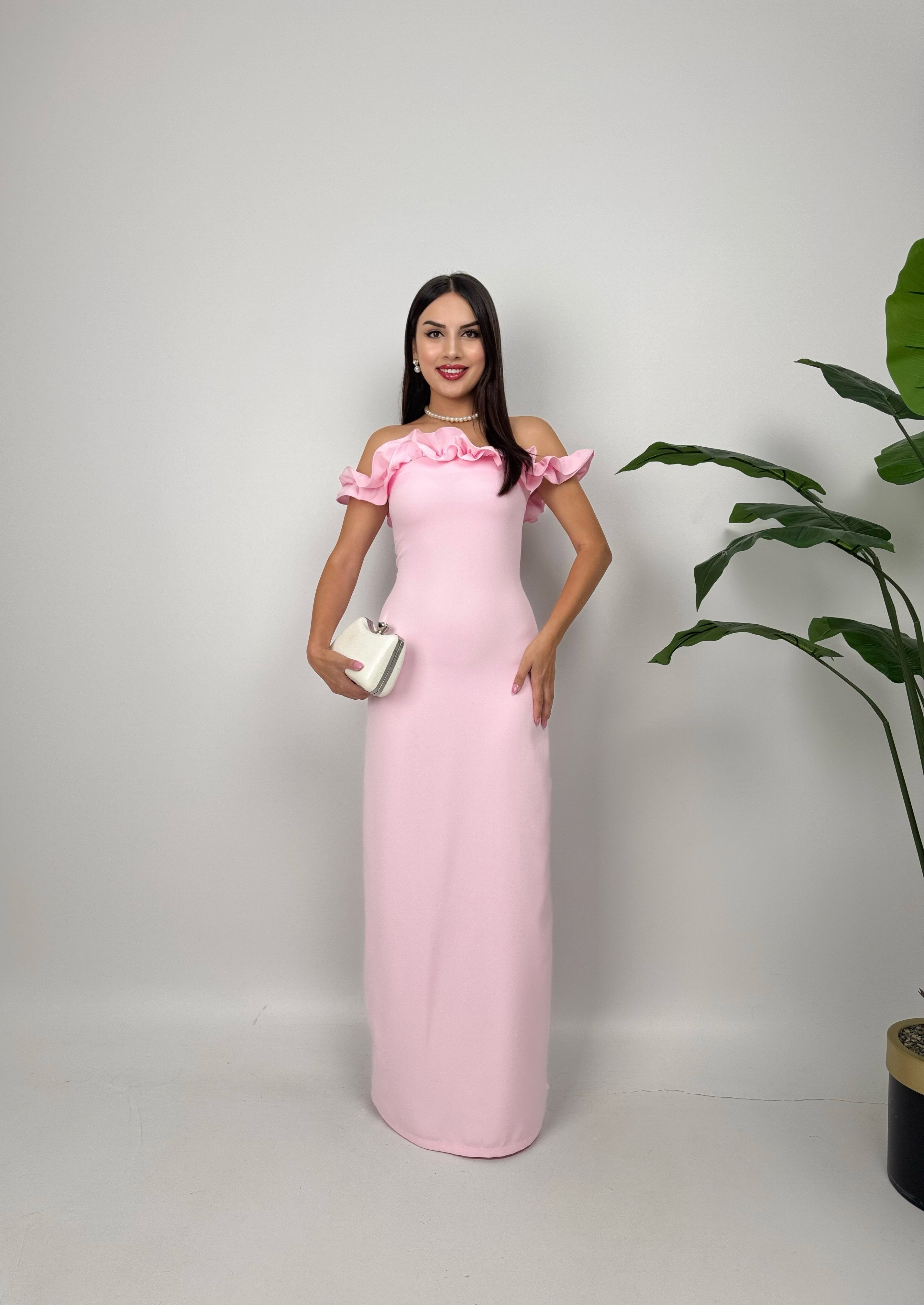 3021 GÖĞÜS BÜZGÜLÜ ELBİSE