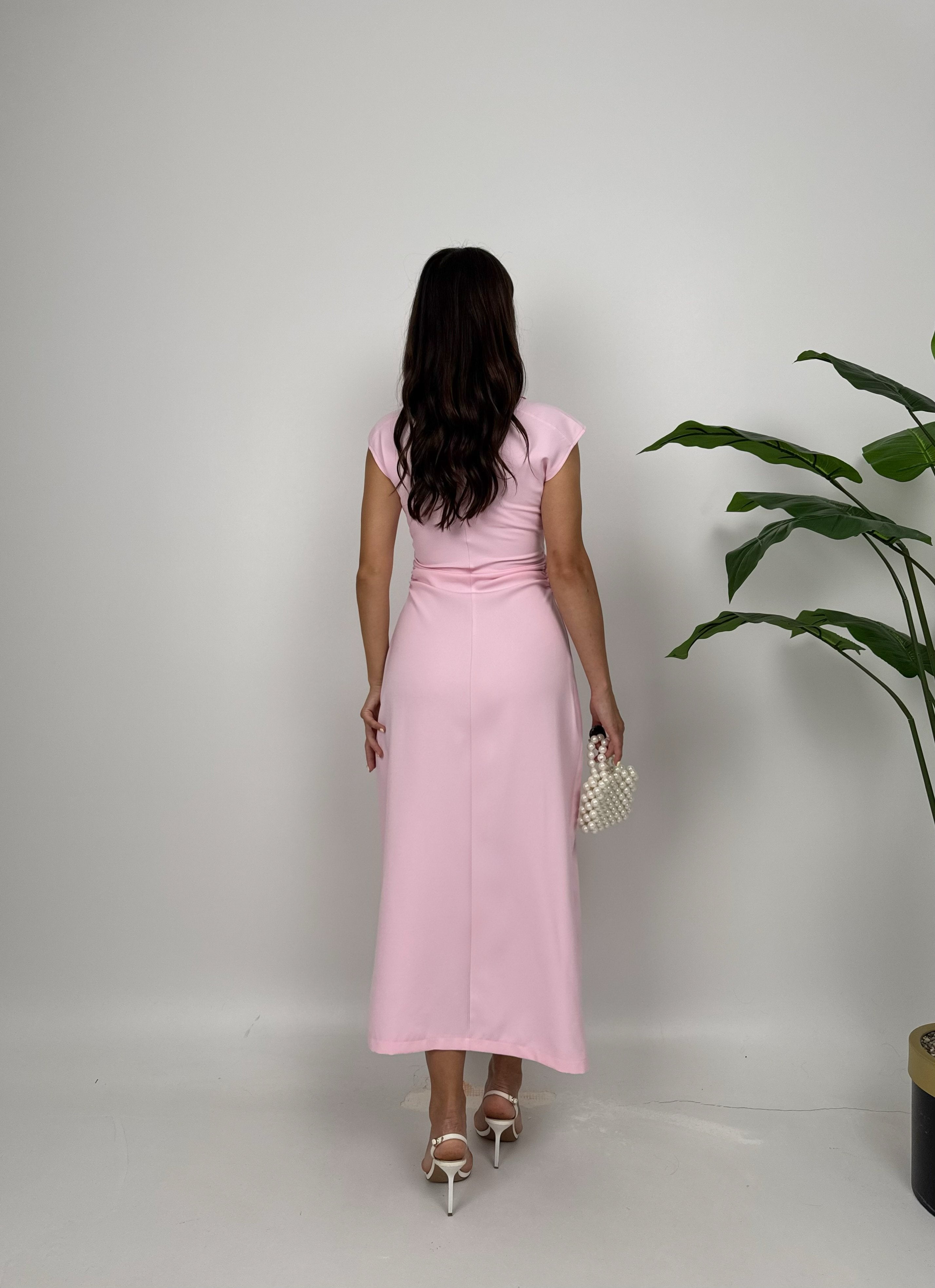 3026 ÖNDEN DÜĞMELİ ELBİSE