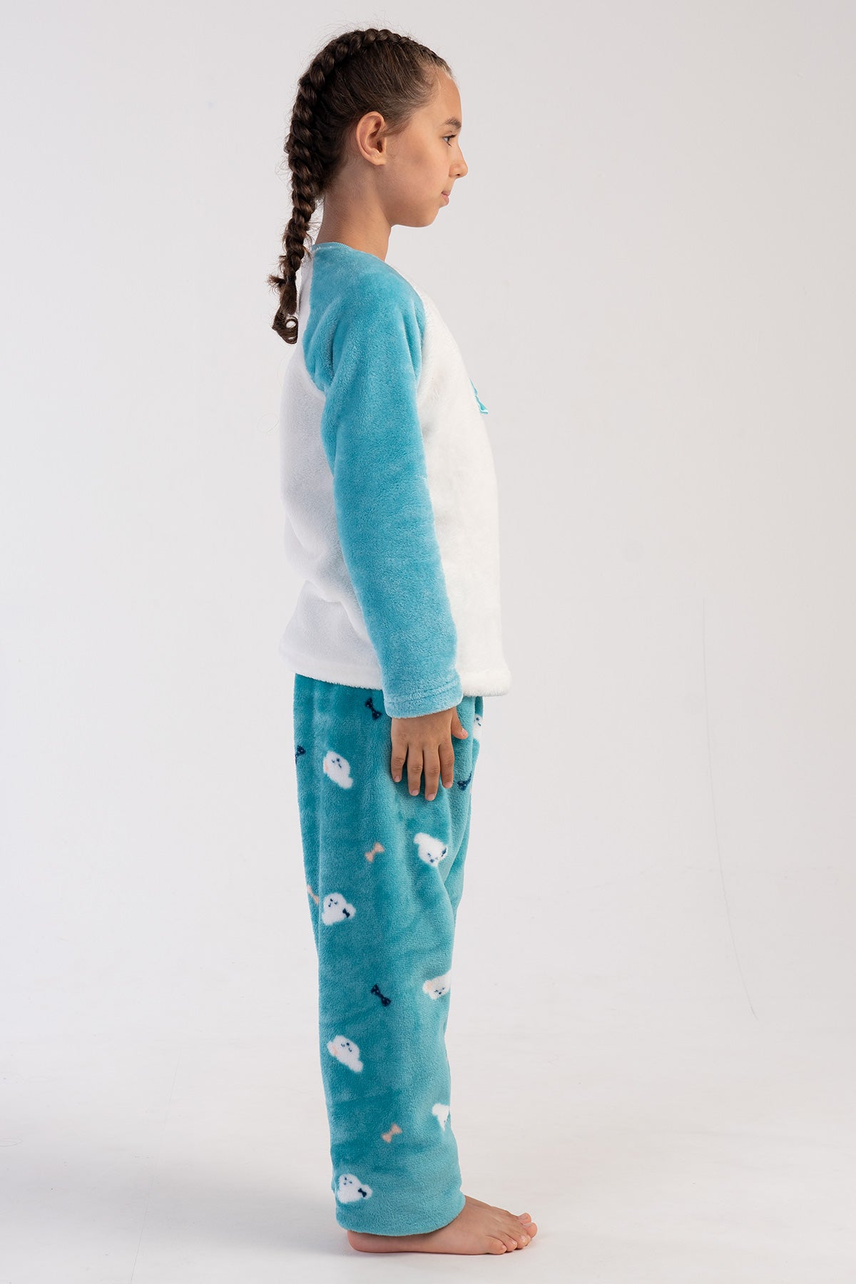 KIZ COCUK SOFT O YAKA REGLAN UZUN KOL ETEGI OVAL PIJAMA TAKIM( 7-8/13-14)