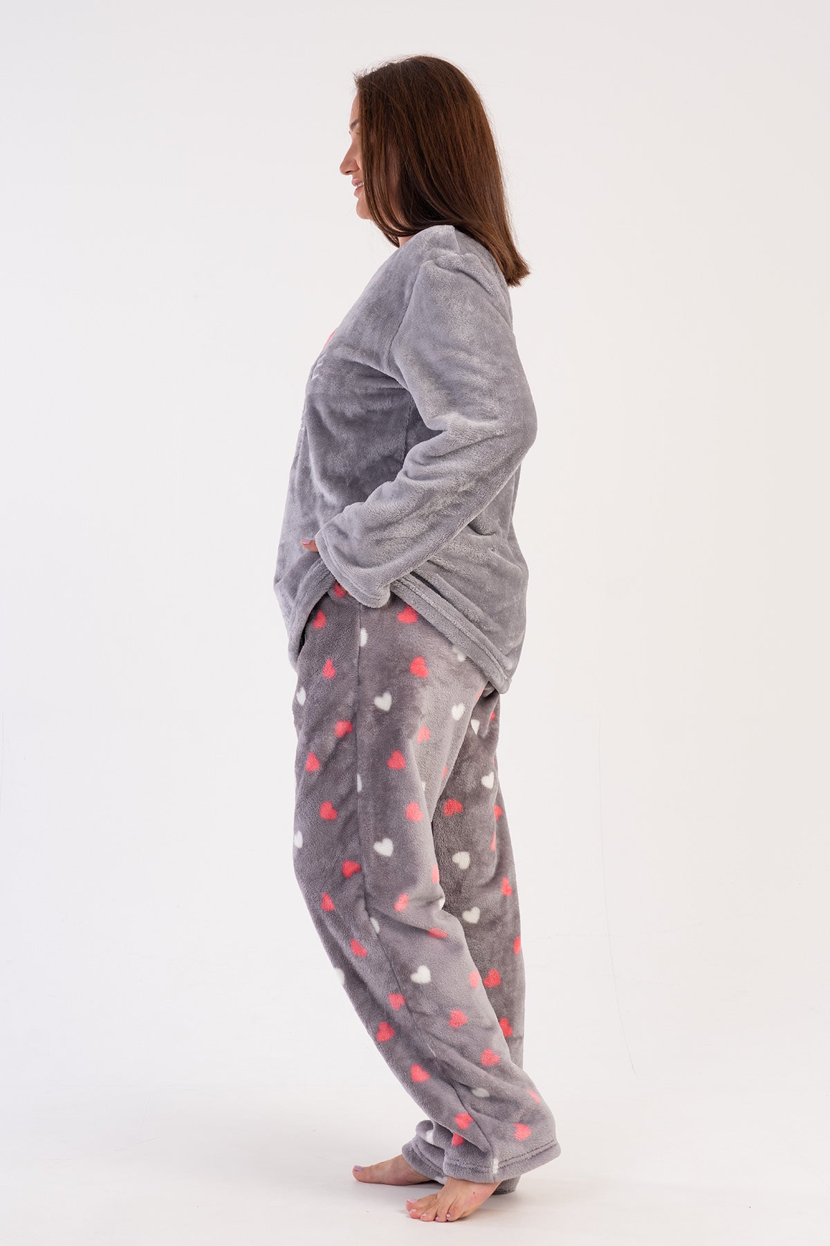 KADIN SOFT XXL O YAKA UZUN KOL ETEGI OVAL CEPLI PIJAMA TAKIM