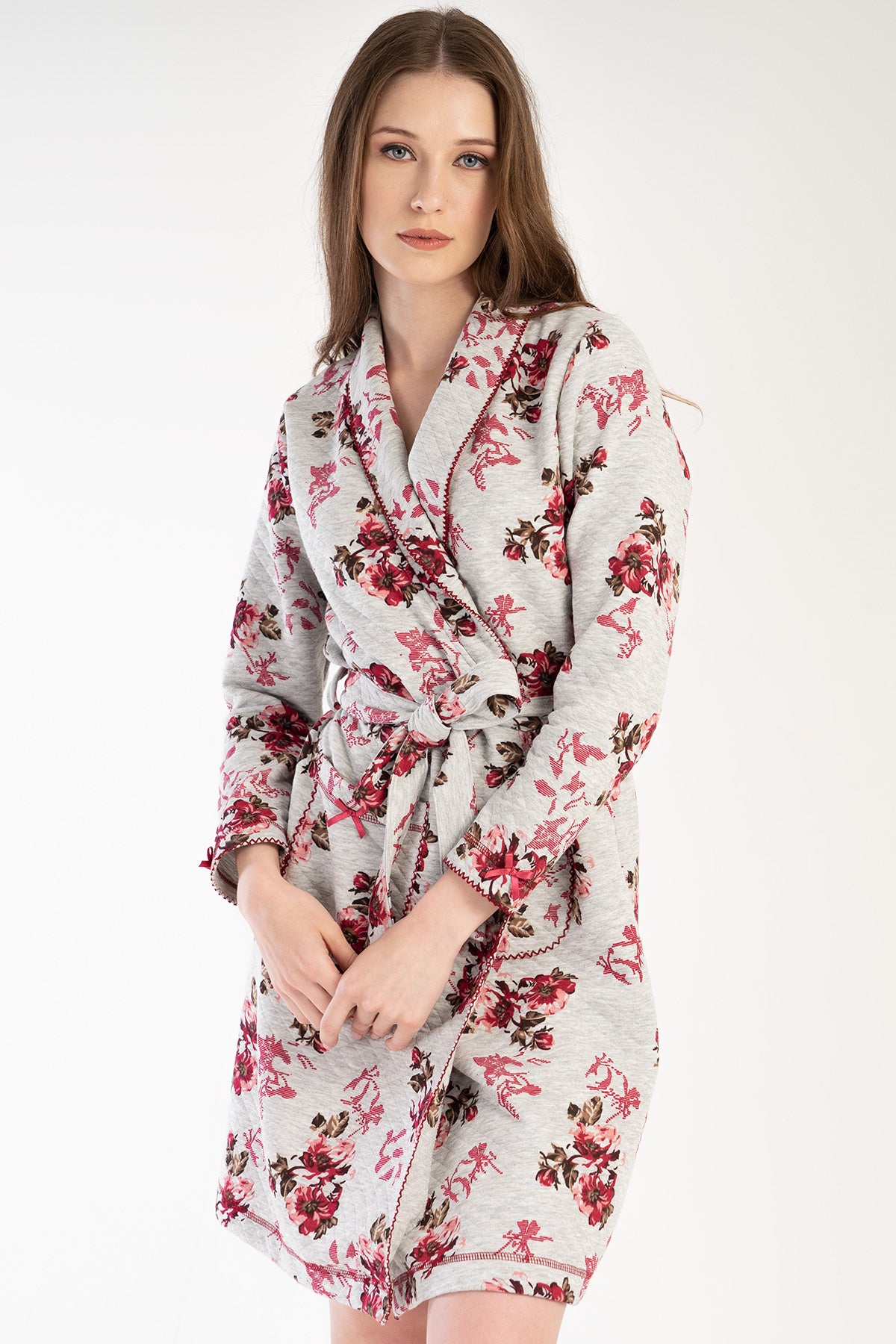 KADIN KAPITONE SAL YAKA UZUN KOL KISA SABAHLIK